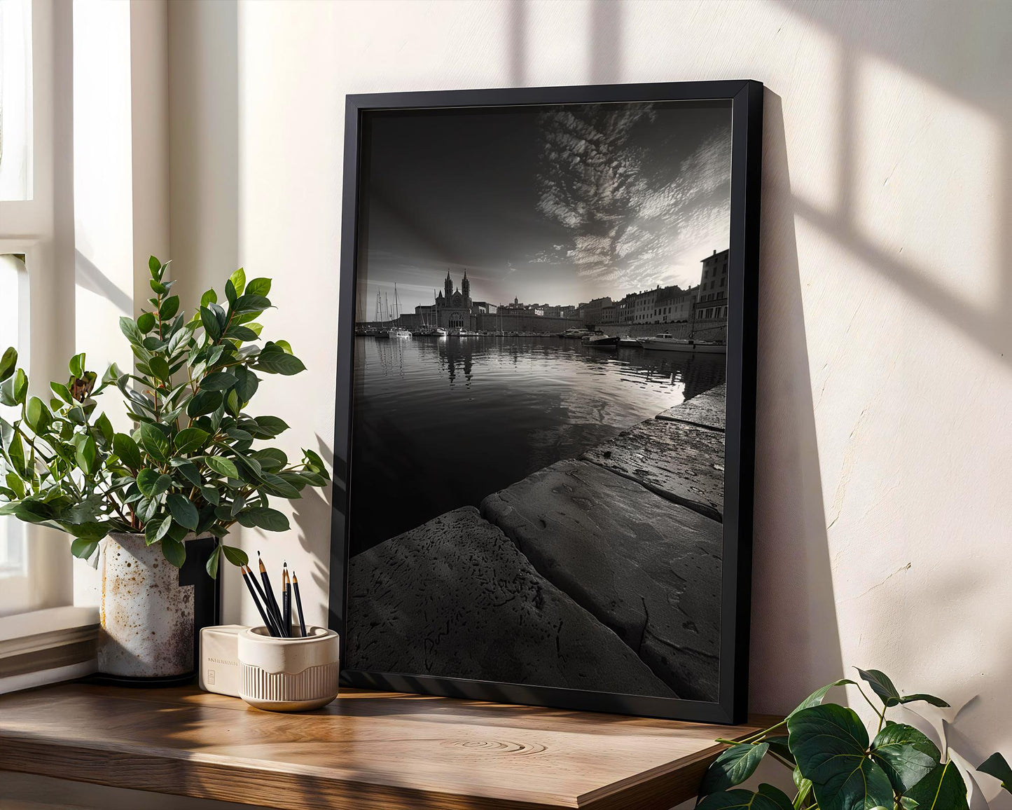 World Landmark | Marseille Print | Black and White French Architecture Photography wall art print, black and white architectural poster, minimalist modern Scandinavian wall decor, Monohaus