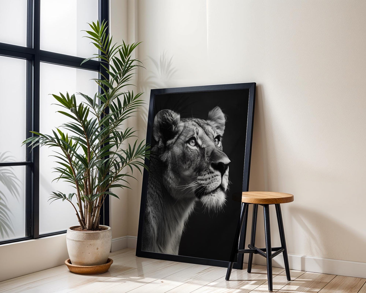 Wildlife Poster | Lioness Black & White Photography Print | Minimalist Safari Wall Art wall art print, minimalist black and white poster, modern Scandinavian wall decor, Monohaus