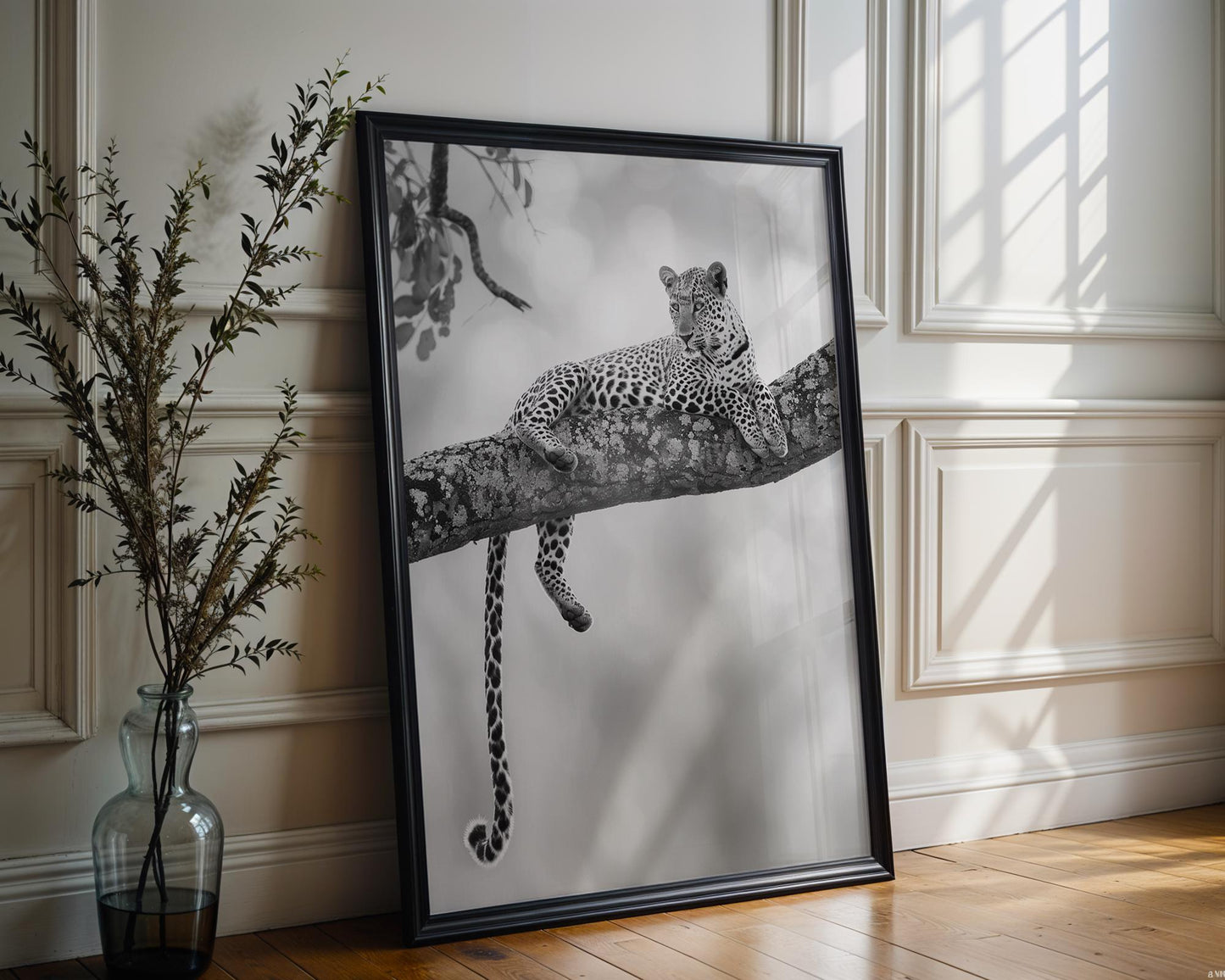 Wildlife Poster | Leopard Photography Print | Minimalist Safari Wall Art wall art print, minimalist black and white poster, modern Scandinavian wall decor, Monohaus