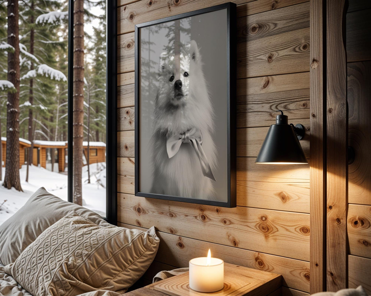 Dog Photography Pet Home Decor | Samoyed Puppy Portrait Pet Print | Black and White wall art print, minimalist black and white poster, modern Scandinavian wall decor, Monohaus