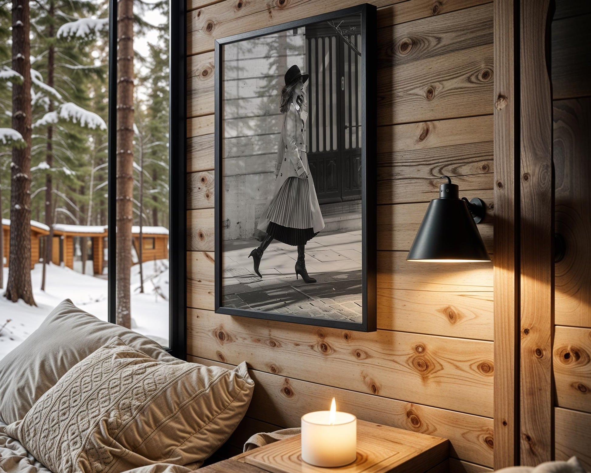 Minimal Wall Art Parisian Fashion Print | Woman in Trench Coat Photography, Elegant Home Decor wall art print, minimalist black and white poster, modern Scandinavian wall decor, Monohaus