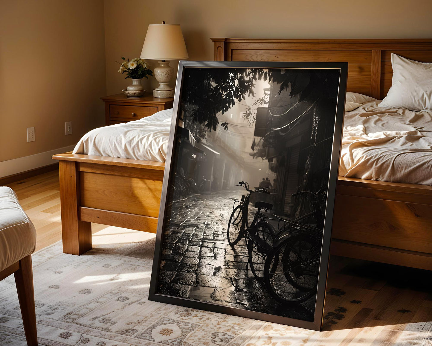 World Landmark | Hanoi Bicycle Alley Print | Black & White Photography, Travel Poster wall art print, minimalist black and white poster, modern Scandinavian wall decor, Monohaus