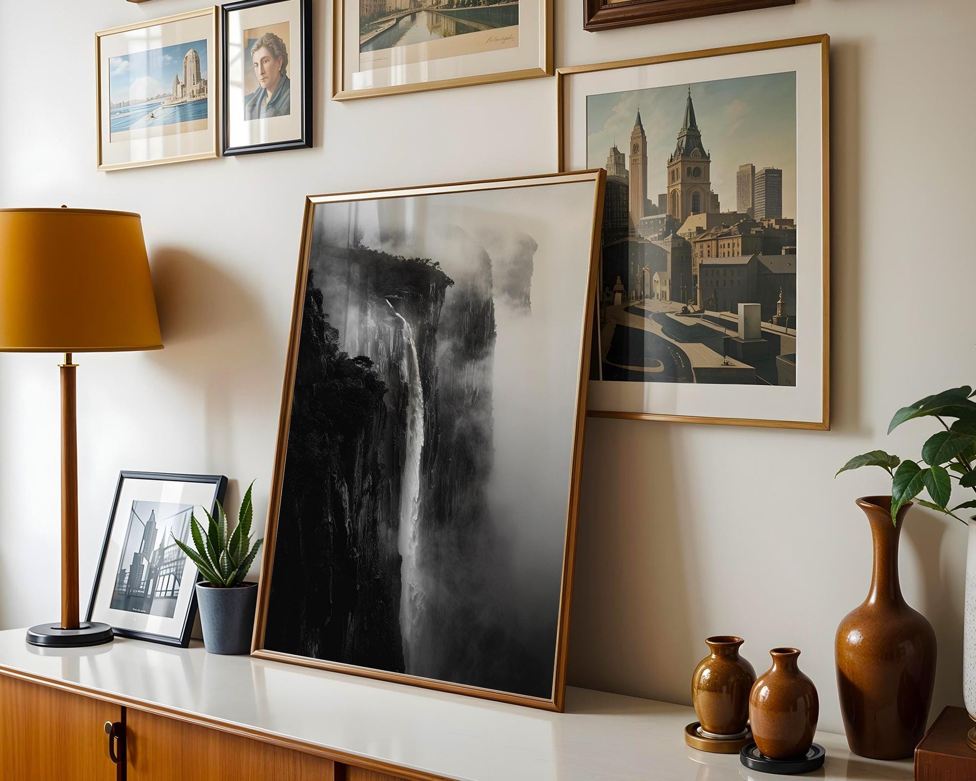 World Landmark | Waterfall Photography Print | Dramatic Black and White Landscape Wall Art wall art print, minimalist black and white poster, modern Scandinavian wall decor, Monohaus