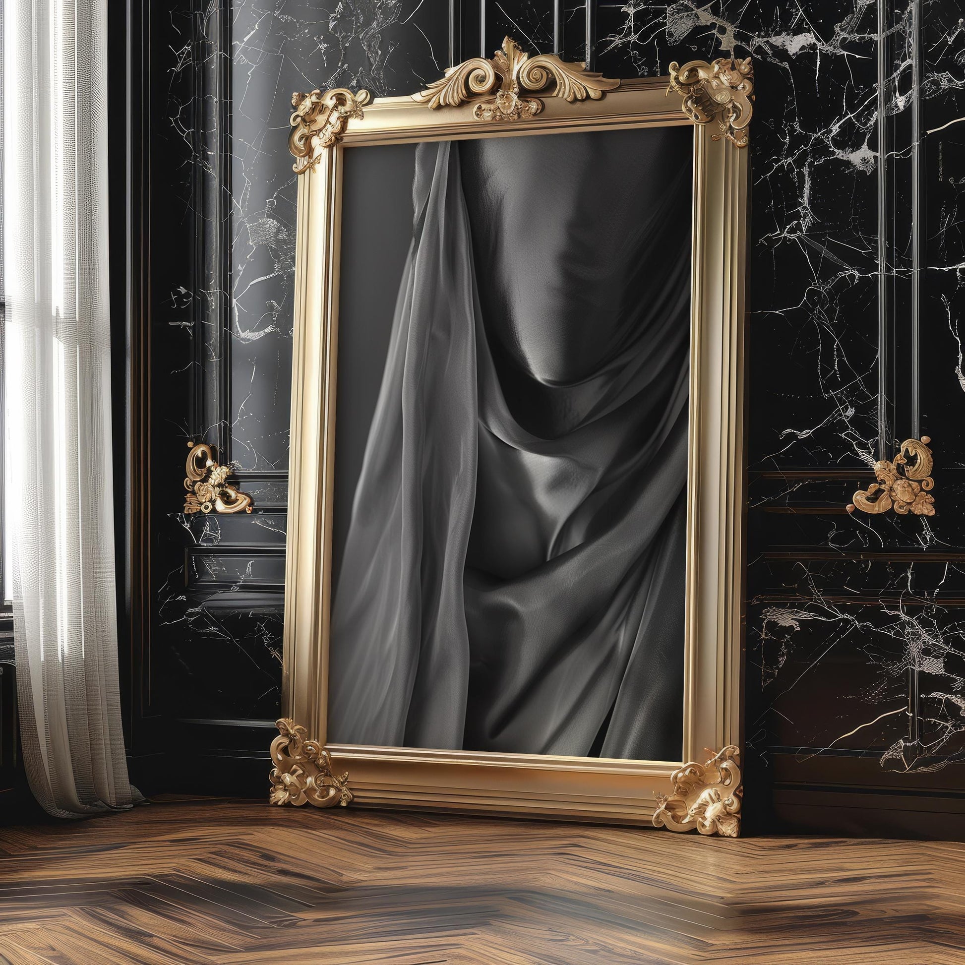 Minimal Wall Art Abstract Fabric Drape Print | Black & White Minimalist Photography abstract wall art print, geometric minimalist poster, modern Scandinavian decor, Monohaus