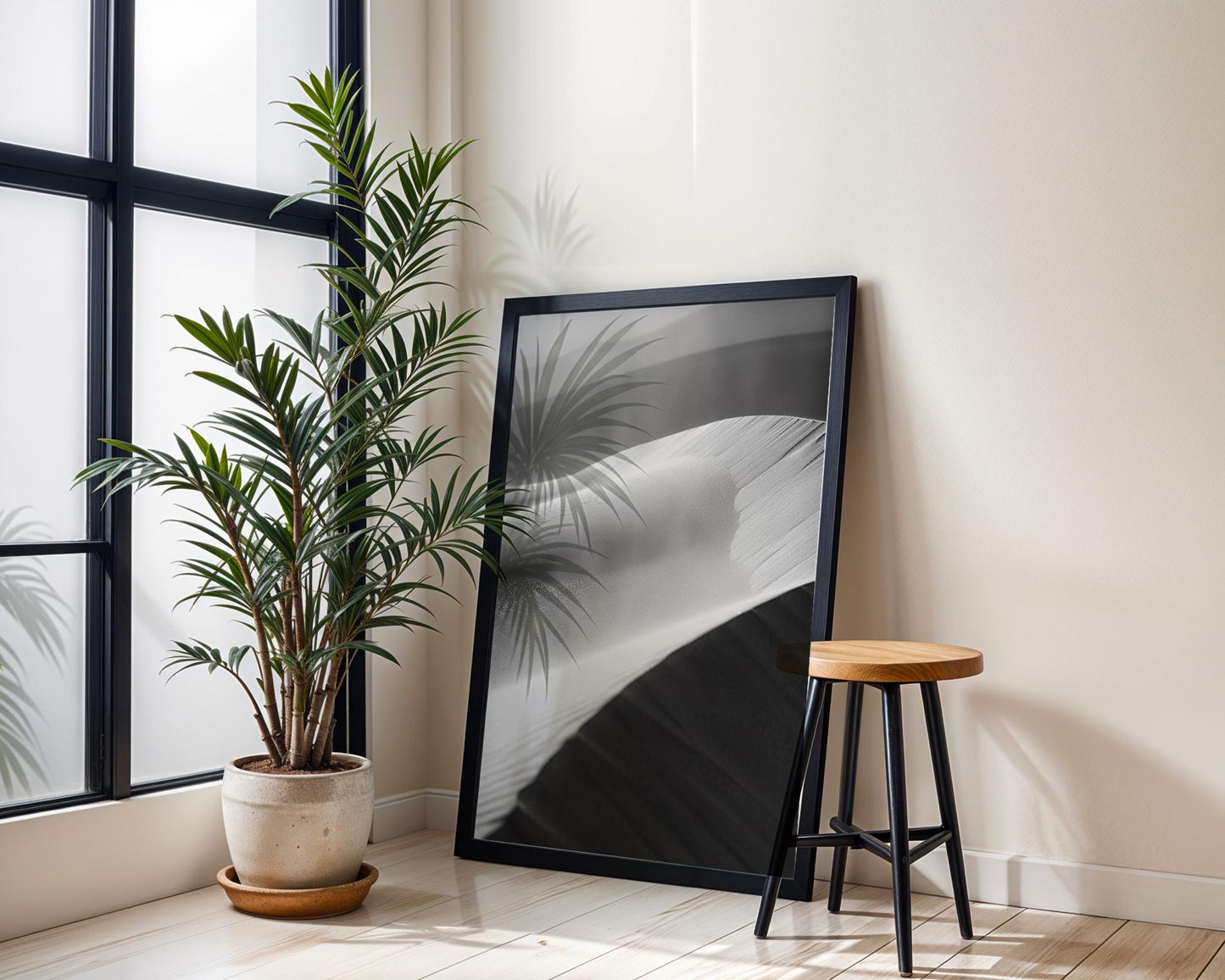 Minimal Wall Art Desert Whisper | Black and White Abstract Landscape | abstract wall art print, geometric minimalist poster, modern Scandinavian decor, Monohaus