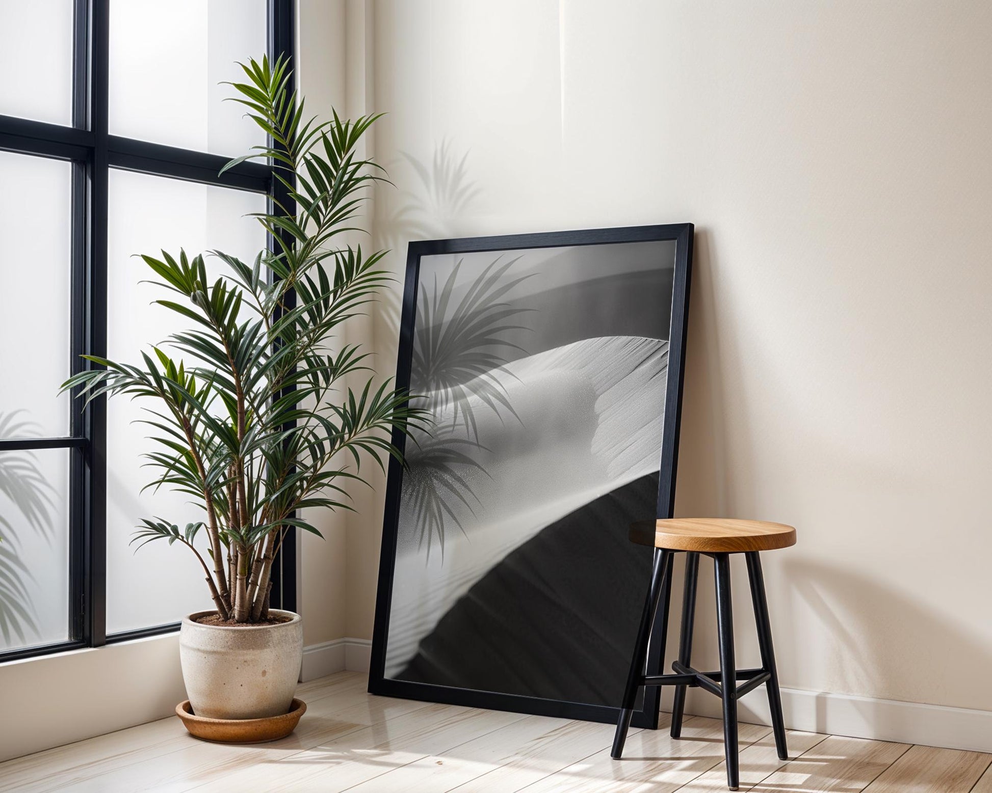 Minimal Wall Art Desert Whisper | Black and White Abstract Landscape | abstract wall art print, geometric minimalist poster, modern Scandinavian decor, Monohaus