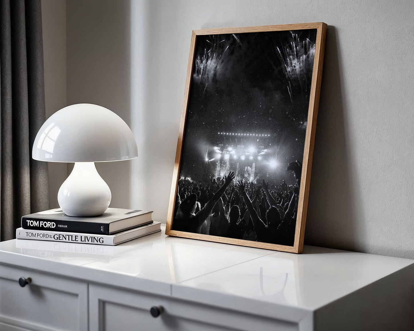 Designer Wall Art | Monochrome Concert Crowd Print | Modern Music Festival wall art print, minimalist black and white poster, modern Scandinavian wall decor, Monohaus