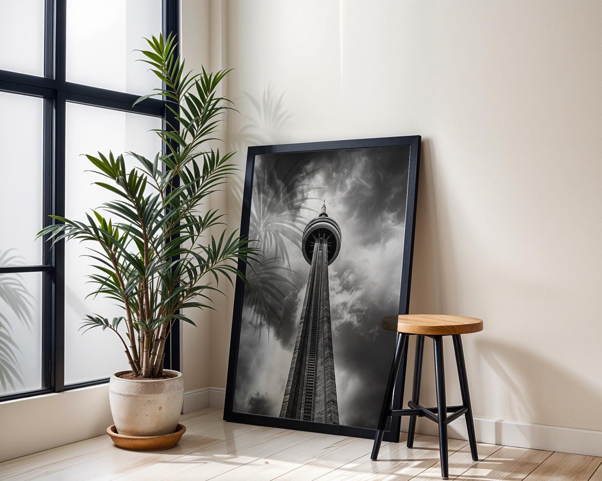 World Landmark | CN Tower Toronto Print | Black and White Photography, Modern Architecture wall art print, black and white architectural poster, minimalist modern Scandinavian wall decor, Monohaus