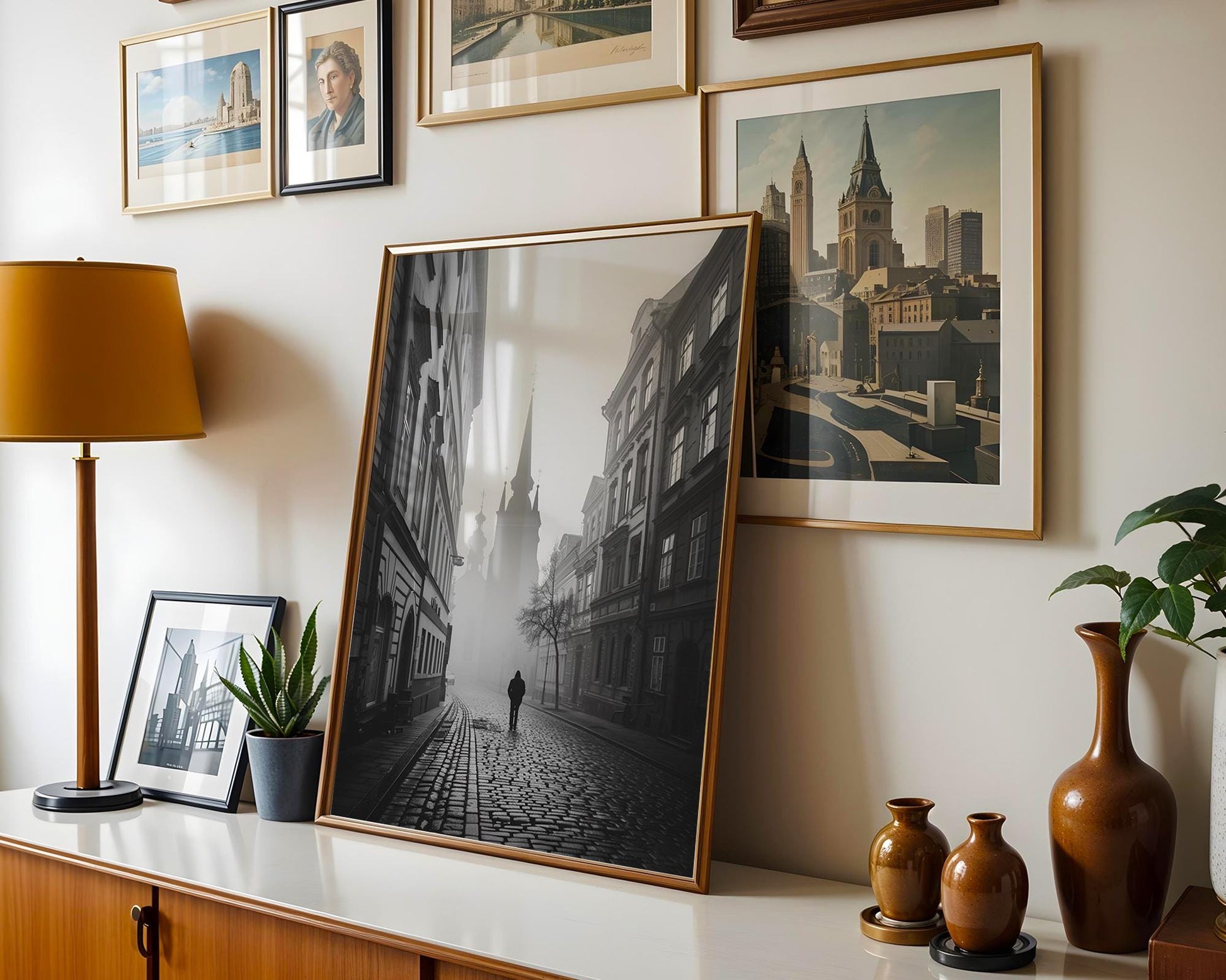 World Landmark | Prague Fog Photography Print | Black and White Gothic Architecture wall art print, black and white architectural poster, minimalist modern Scandinavian wall decor, Monohaus