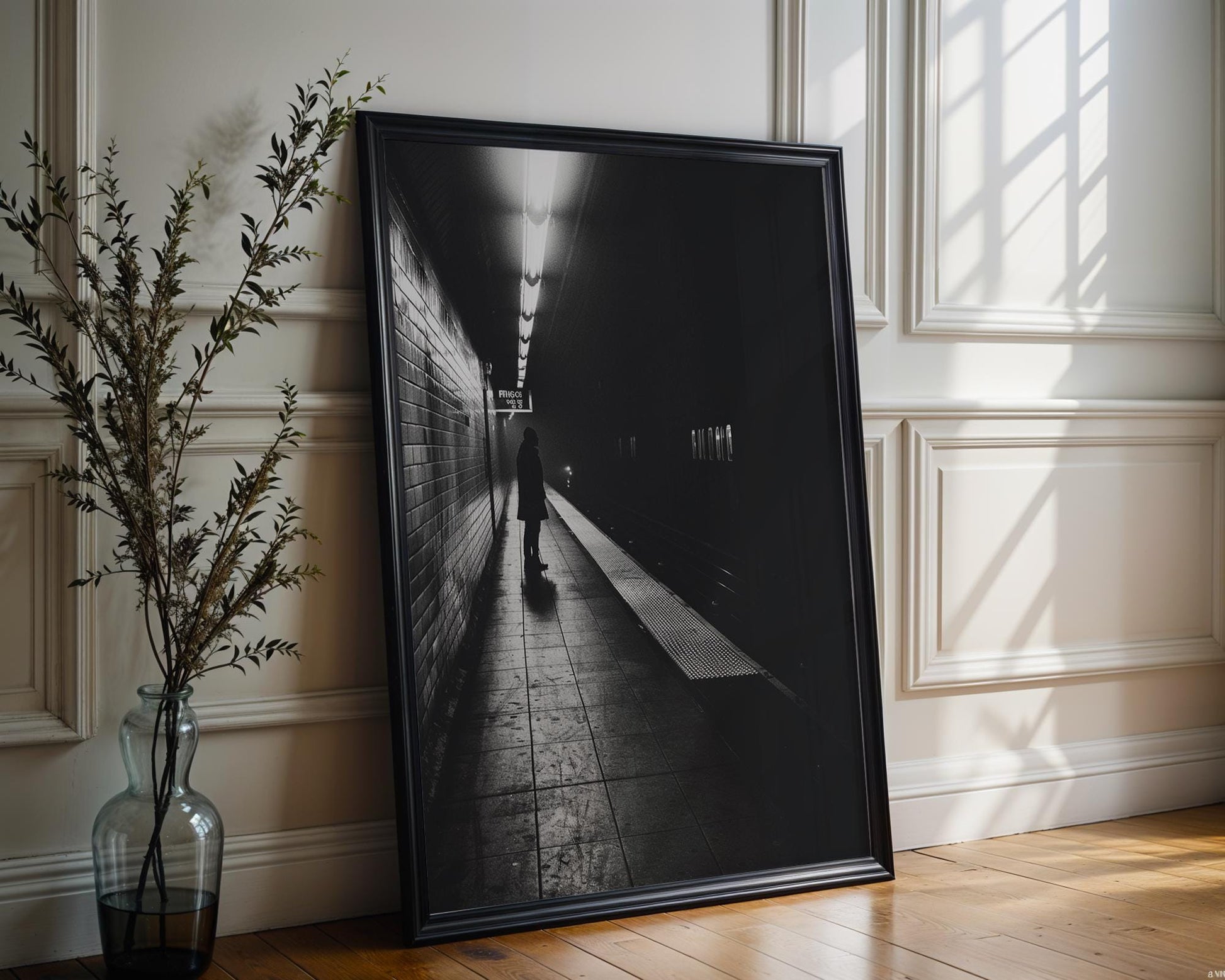 Minimal Wall Art | Walking in Light & Shadow | Black and White Photography wall art print, minimalist black and white poster, modern Scandinavian wall decor, Monohaus