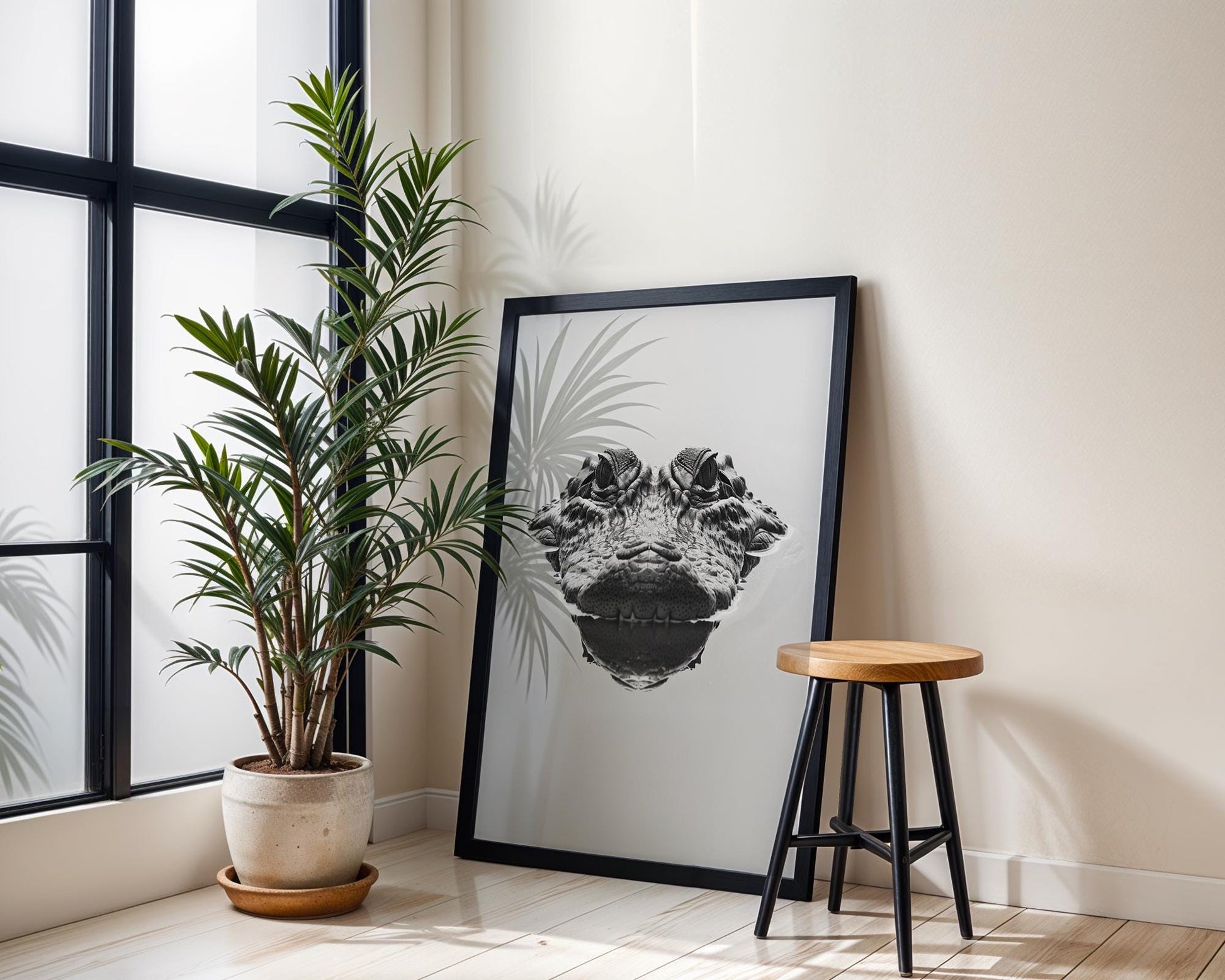 Wildlife Poster | Crocodile Photography Print | Minimalist Black & White  Art wall art print, minimalist black and white poster, modern Scandinavian wall decor, Monohaus