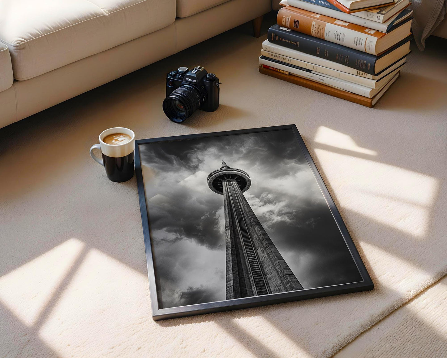 World Landmark | CN Tower Toronto Print | Black and White Photography, Modern Architecture wall art print, black and white architectural poster, minimalist modern Scandinavian wall decor, Monohaus