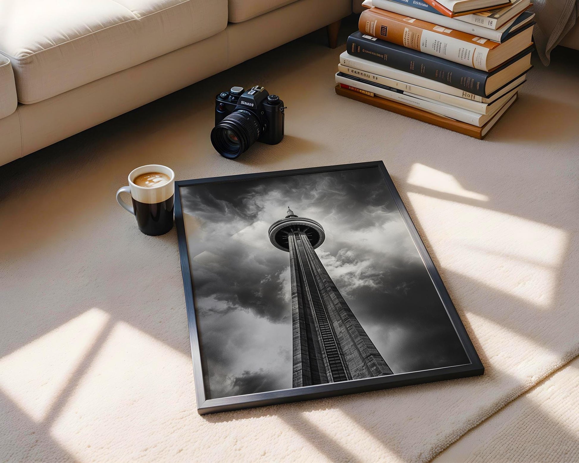 World Landmark | CN Tower Toronto Print | Black and White Photography, Modern Architecture wall art print, black and white architectural poster, minimalist modern Scandinavian wall decor, Monohaus