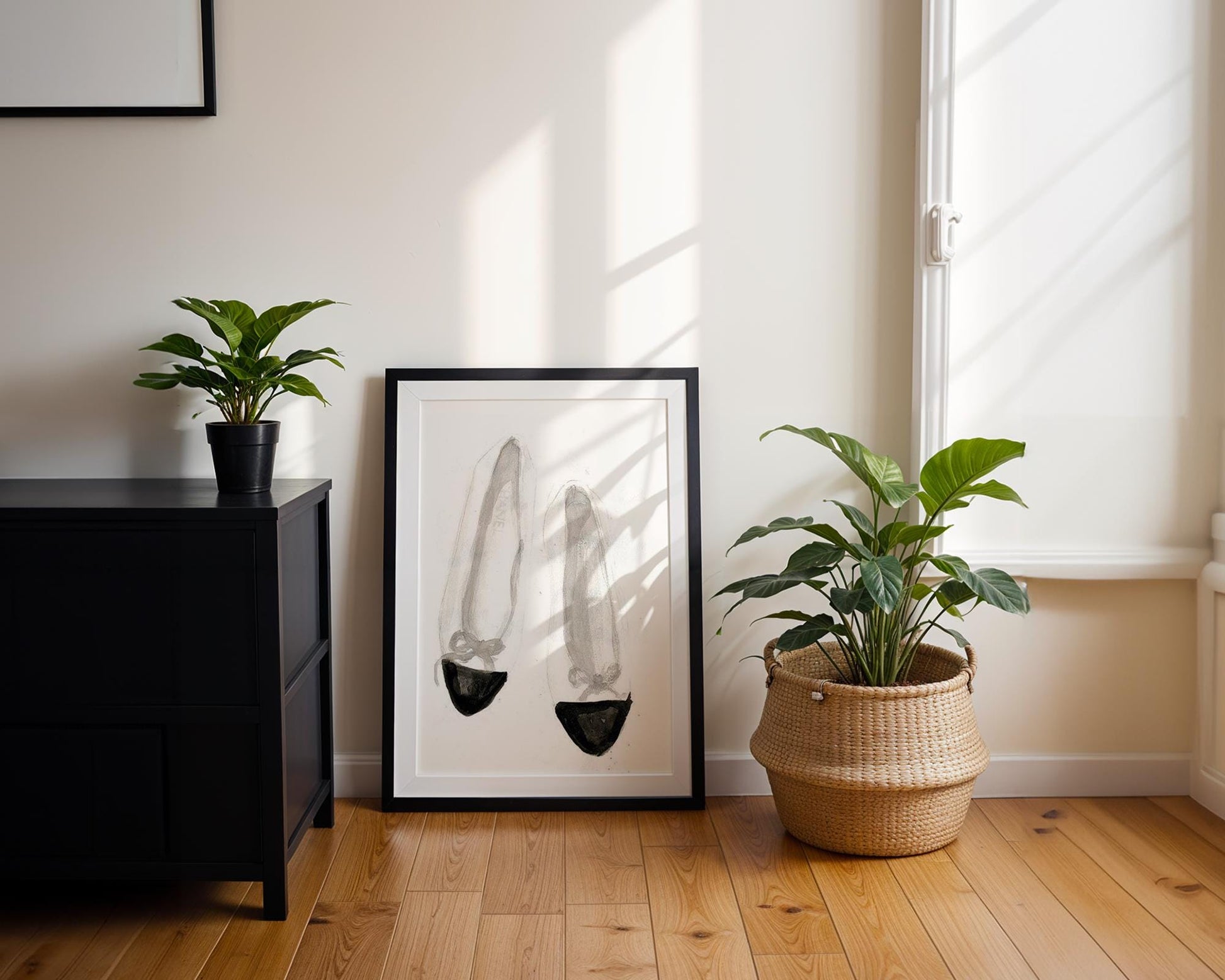 Designer Wall Art | Ballet Flats Watercolor Art Print | Minimalist Shoe Poster wall art print, minimalist black and white poster, modern Scandinavian wall decor, Monohaus