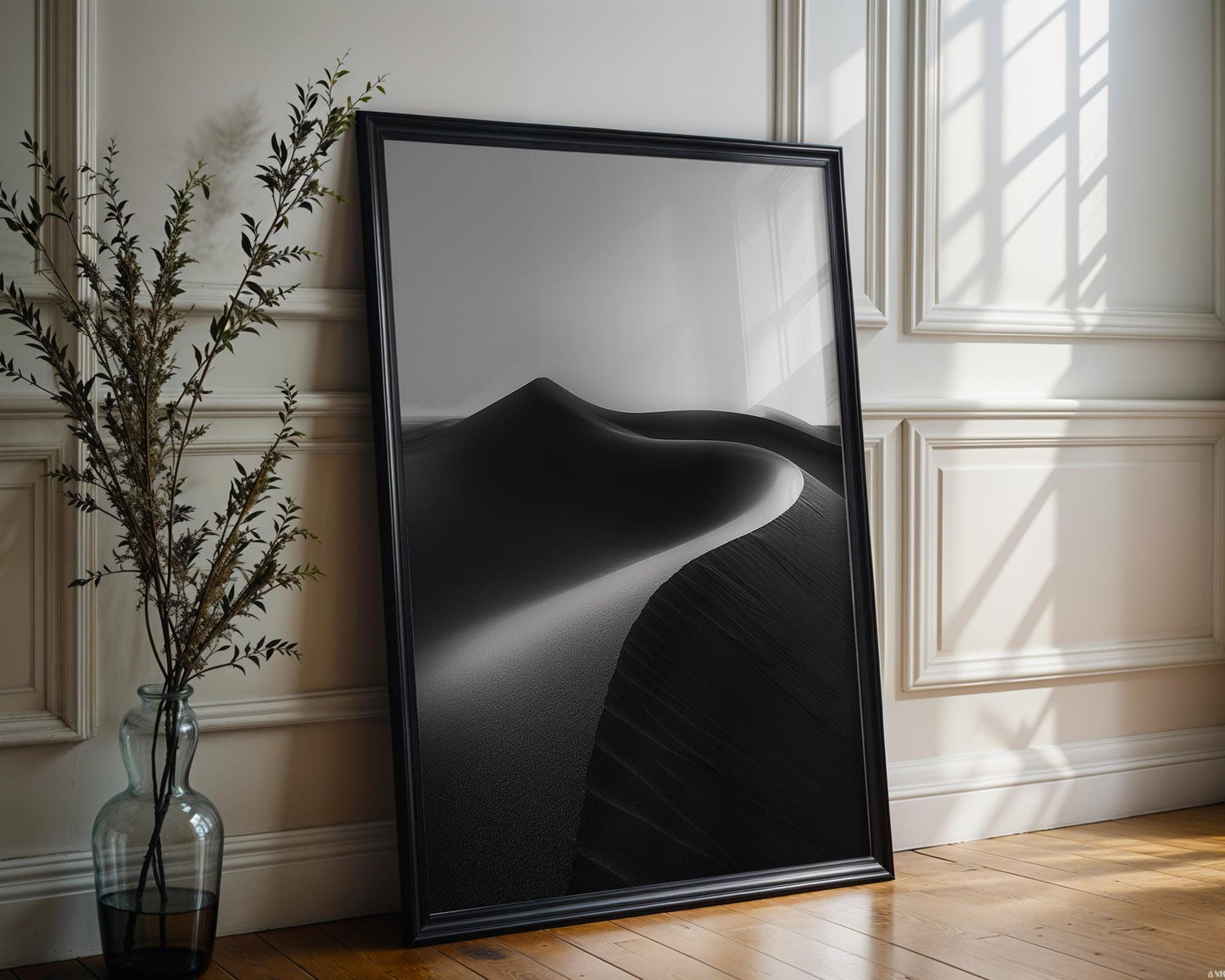 Minimal Wall Art Monochrome Desert Dunes Print | Minimalist Landscape Photography wall art print, minimalist black and white poster, modern Scandinavian wall decor, Monohaus