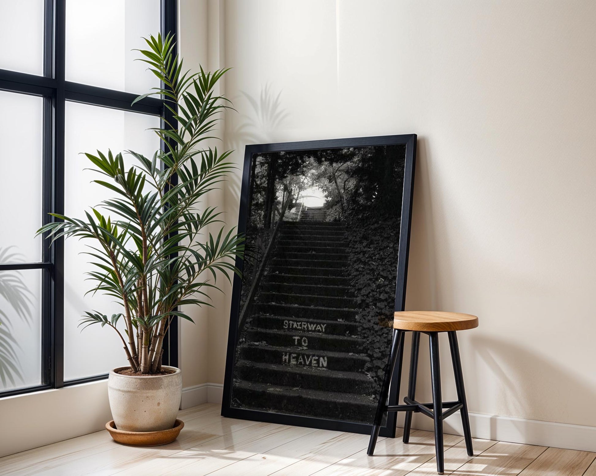 Designer Wall Art | Stairway to Heaven Photography Print | Minimalist Home Decor wall art print, minimalist black and white poster, modern Scandinavian wall decor, Monohaus