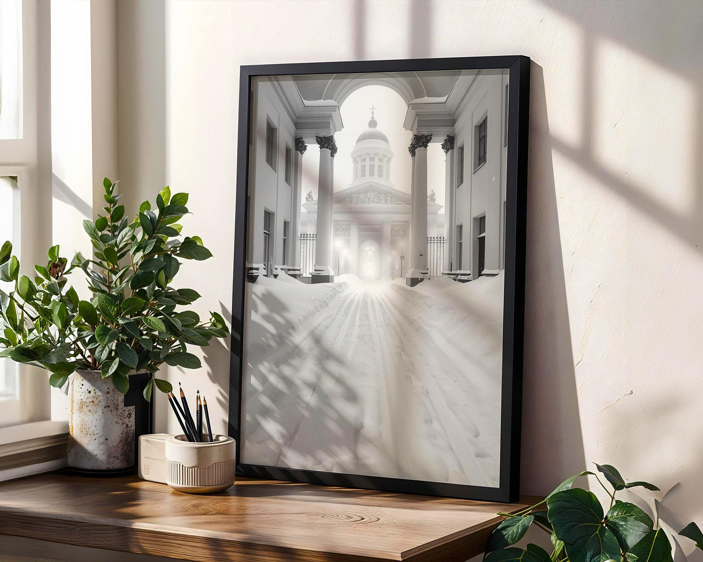 World Landmark | Helsinki Cathedral Winter Print | Minimalist Nordic Wall Art wall art print, minimalist black and white poster, modern Scandinavian wall decor, Monohaus