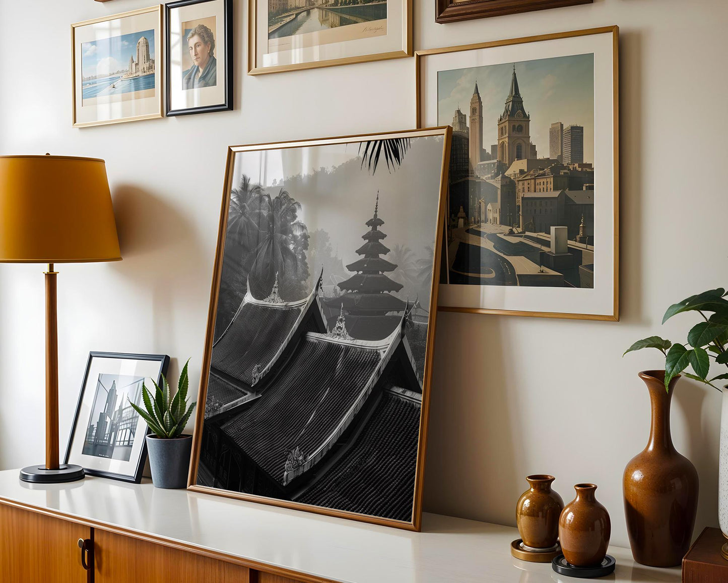 World Landmark | Laos Temple Print | Luang Prabang Photography, Black and White Art wall art print, minimalist black and white poster, modern Scandinavian wall decor, Monohaus