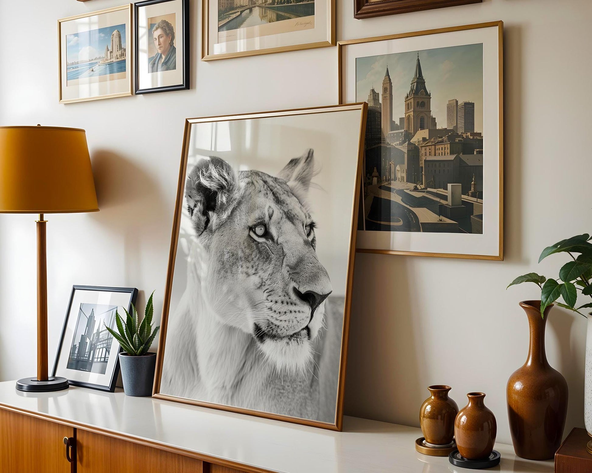 Wildlife Poster | Lioness Portrait Print | Black & White  Photography wall art print, minimalist black and white poster, modern Scandinavian wall decor, Monohaus