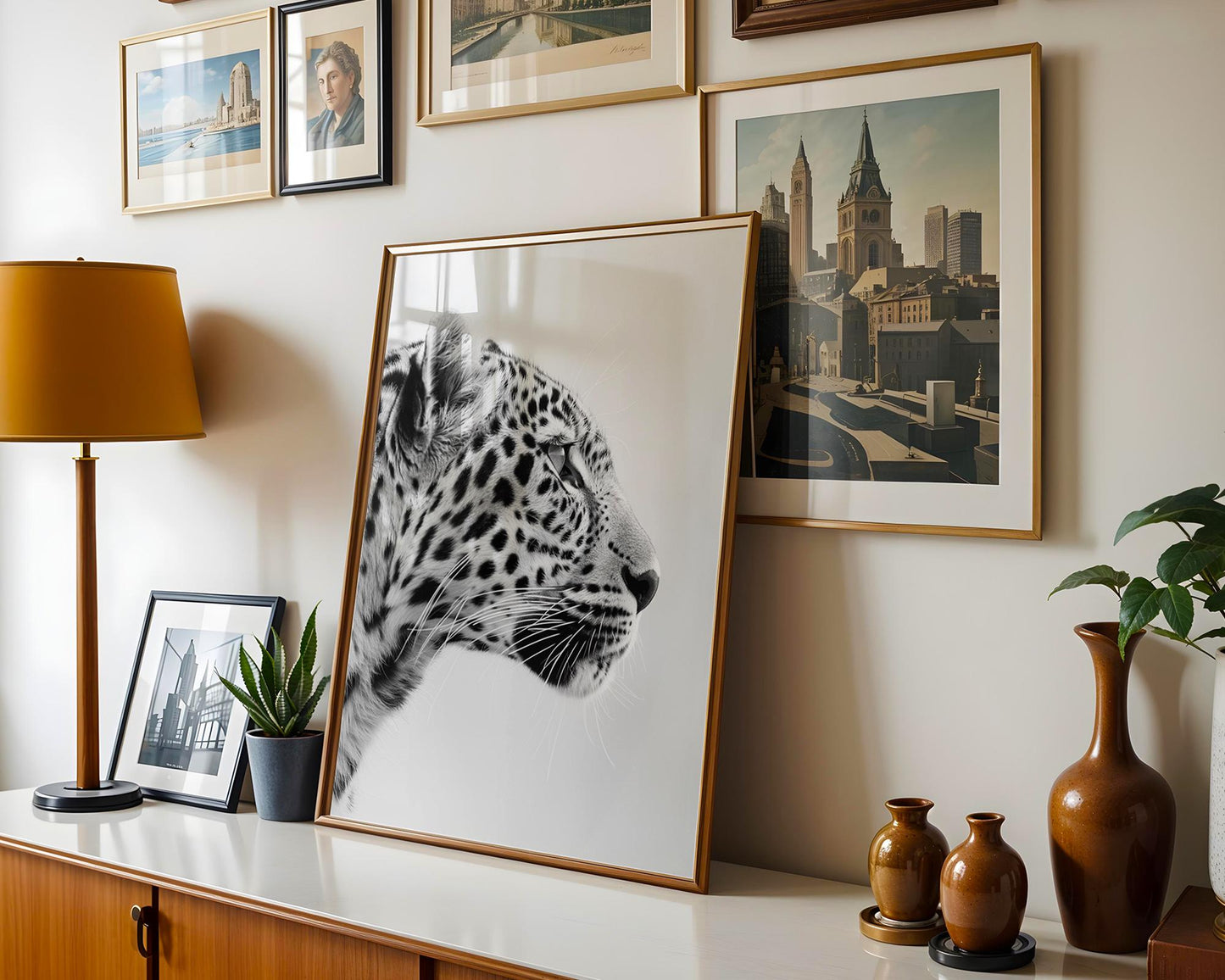 Wildlife Poster | Leopard Profile Art Print | Minimalist Black & White Photography wall art print, minimalist black and white poster, modern Scandinavian wall decor, Monohaus