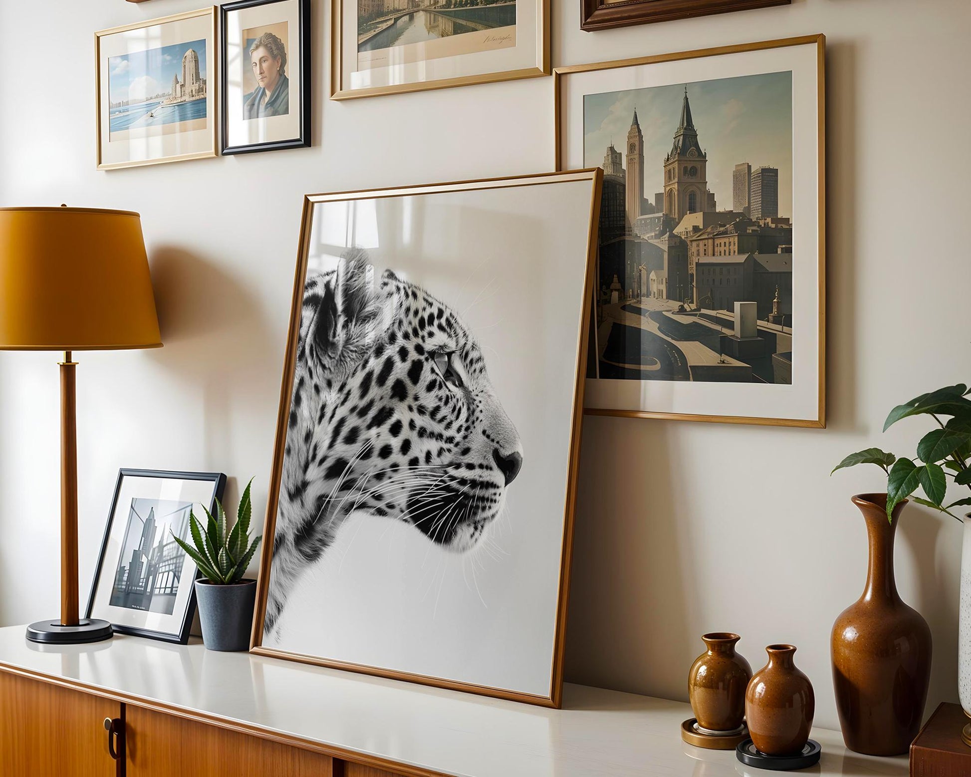 Wildlife Poster | Leopard Profile Art Print | Minimalist Black & White Photography wall art print, minimalist black and white poster, modern Scandinavian wall decor, Monohaus