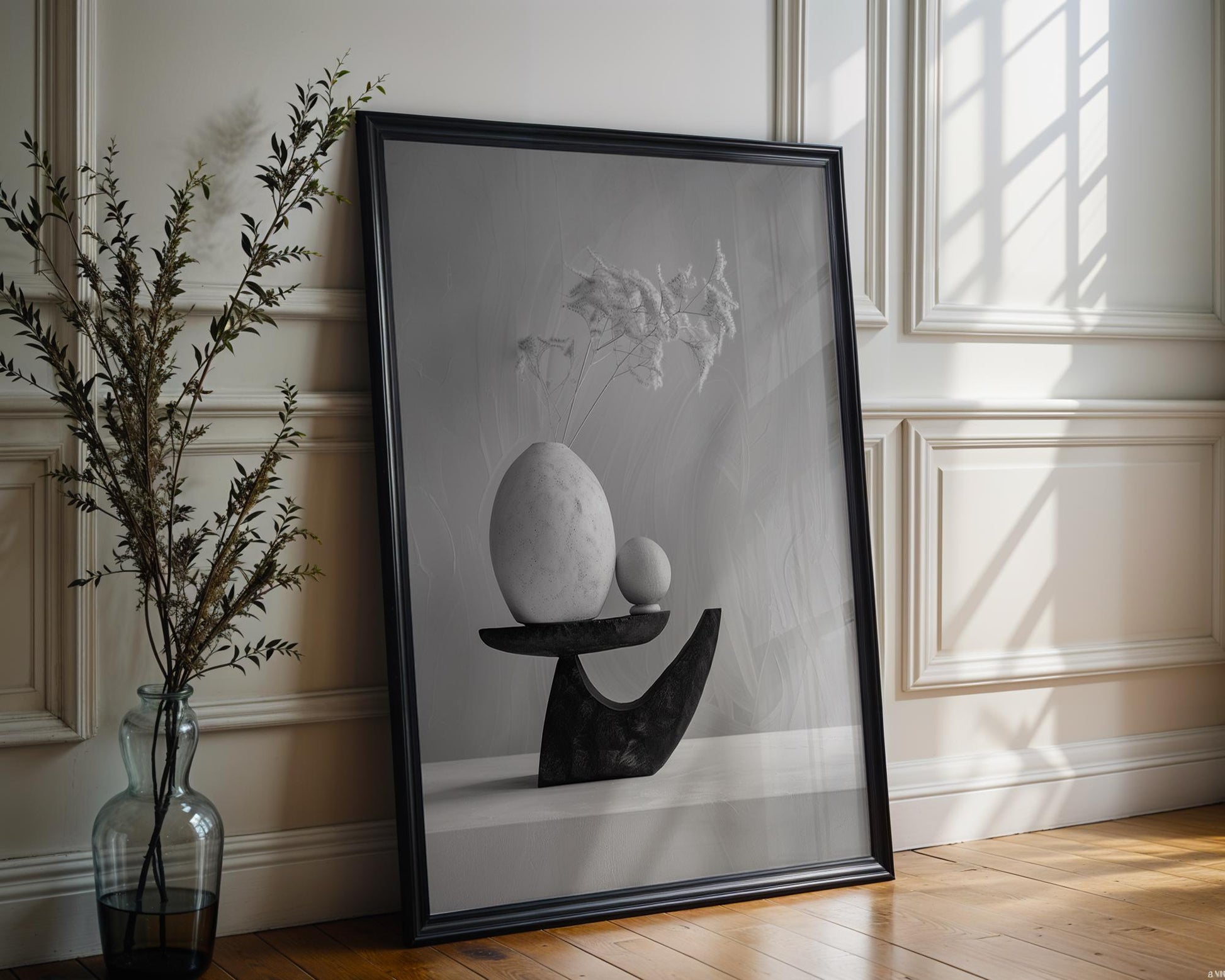 Minimal Wall Art Minimalist Vase Sculpture Photography Print | Modern Still Life Art wall art print, minimalist black and white poster, modern Scandinavian wall decor, Monohaus