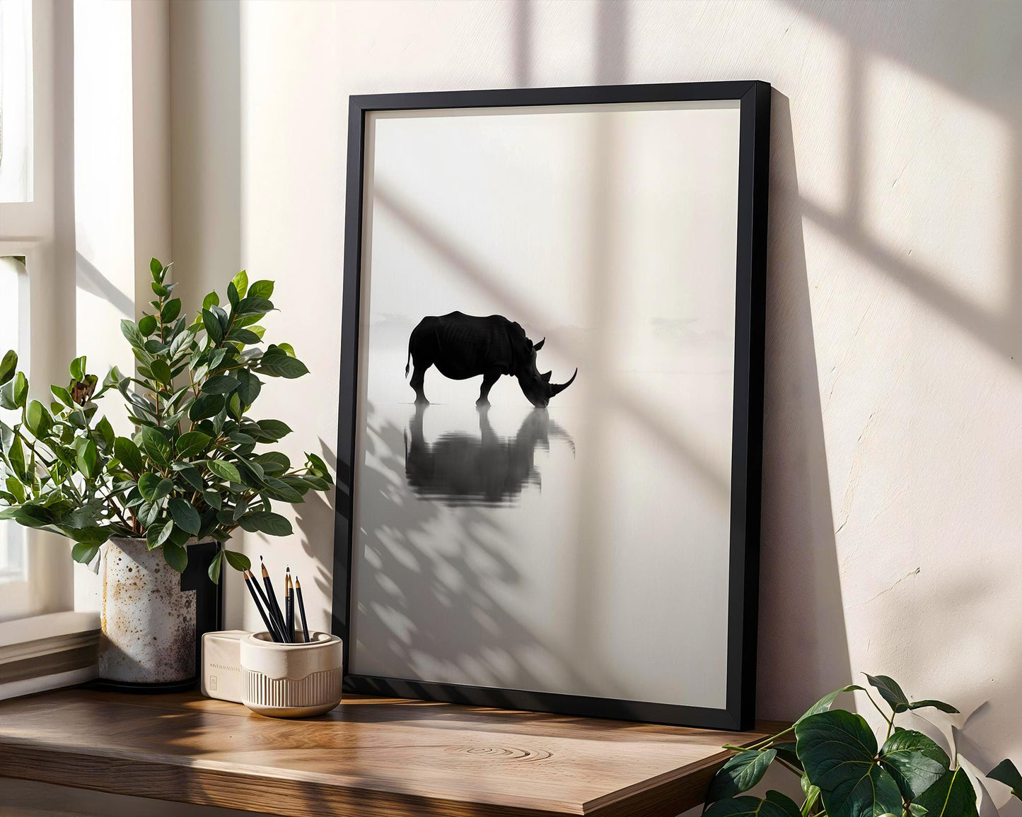 Wildlife Poster | Rhino Print | Minimalist Black & White Safari Photography wall art print, minimalist black and white poster, modern Scandinavian wall decor, Monohaus