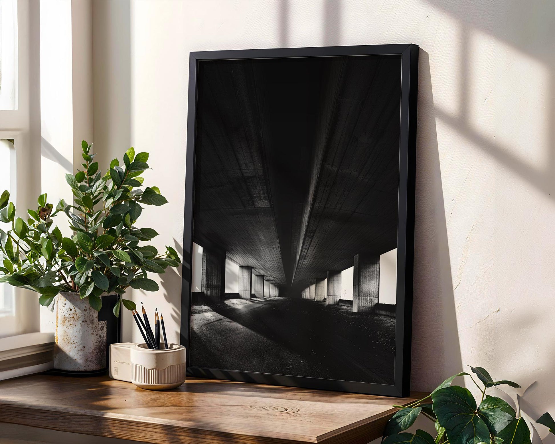 Urban Photography | Concrete Tunnel Print | Black and White Modern Architecture wall art print, black and white architectural poster, minimalist modern Scandinavian wall decor, Monohaus