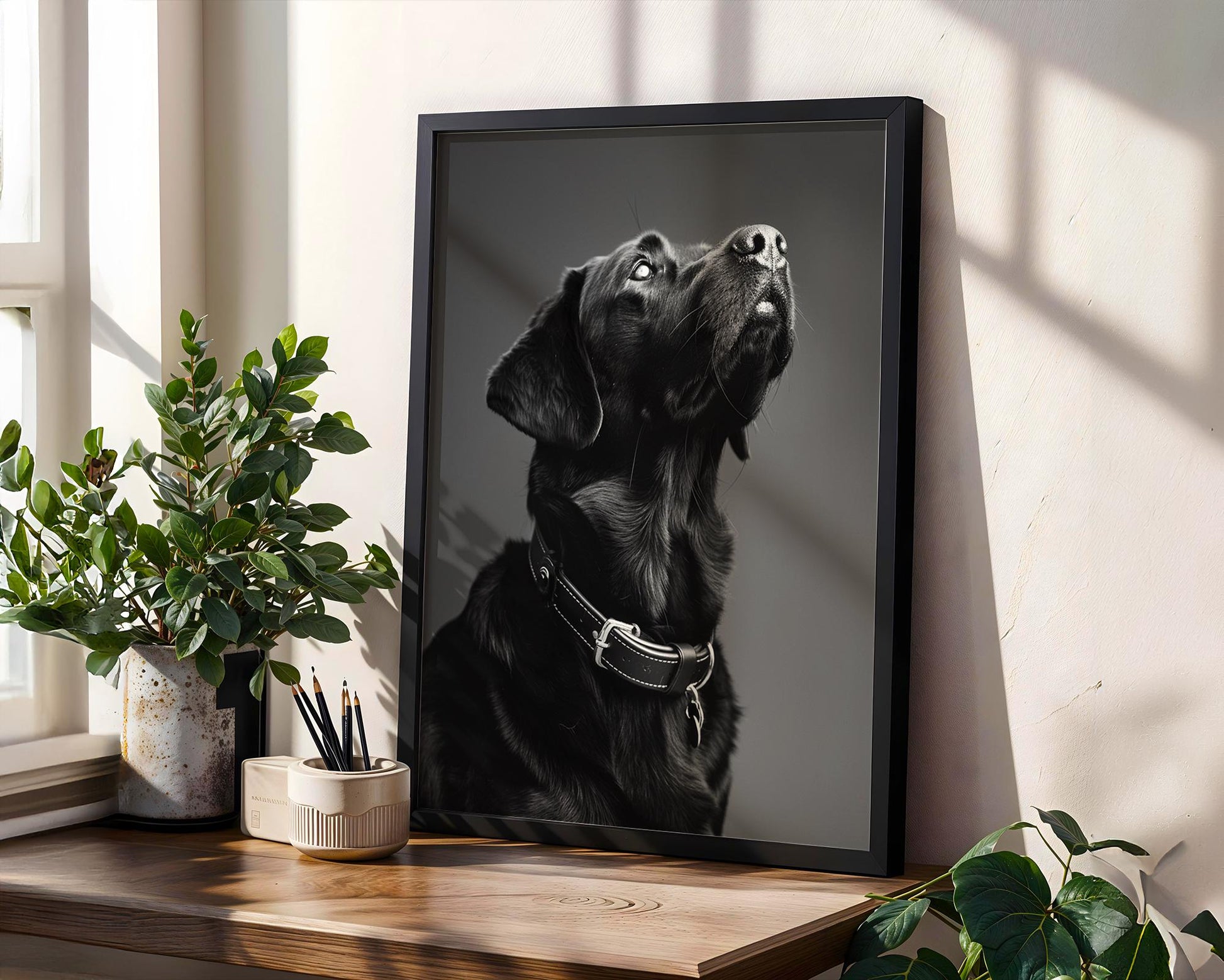 Dog Photography Black Labrador Portrait | Fine Art Home Decor Print wall art print, minimalist black and white poster, modern Scandinavian wall decor, Monohaus