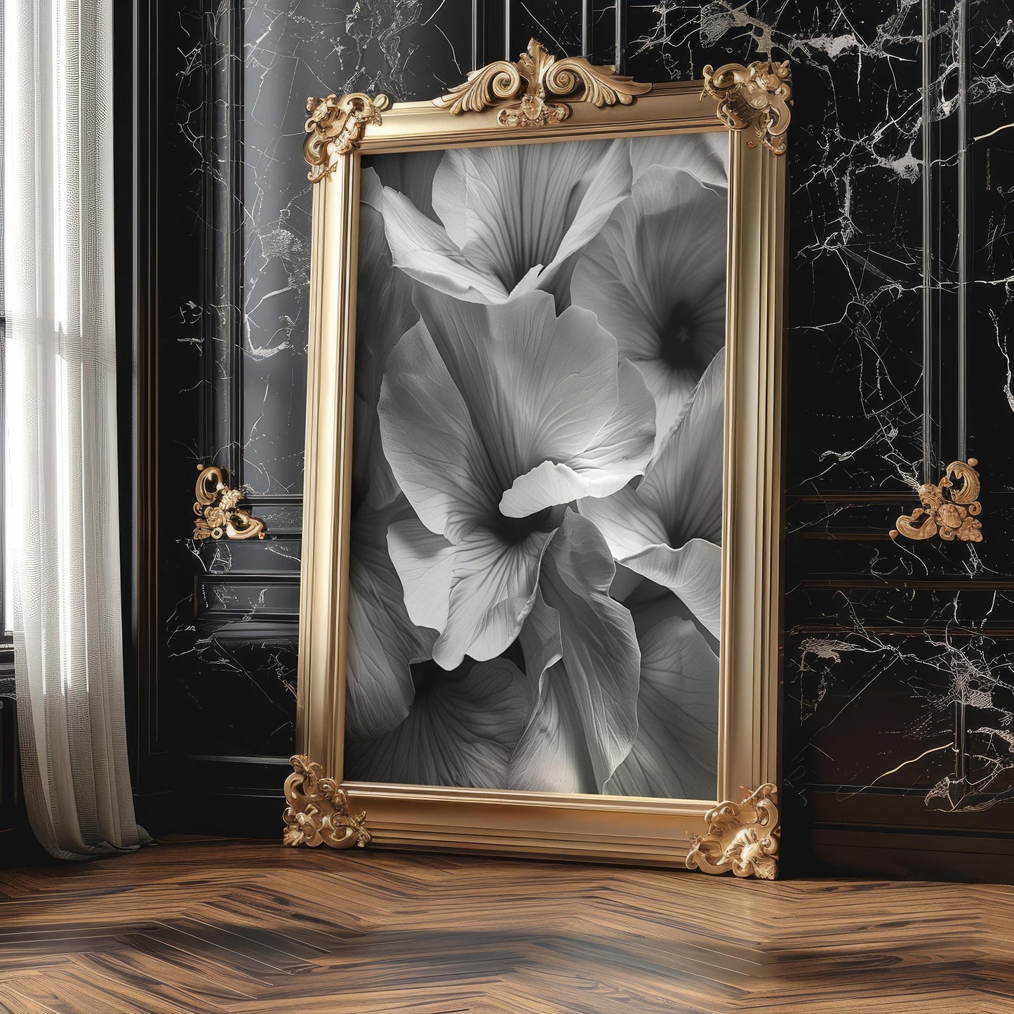 Botanical Photo | Floral Petals Print | Minimal Wall Art | Flower Poster wall art print, minimalist black and white poster, modern Scandinavian wall decor, Monohaus