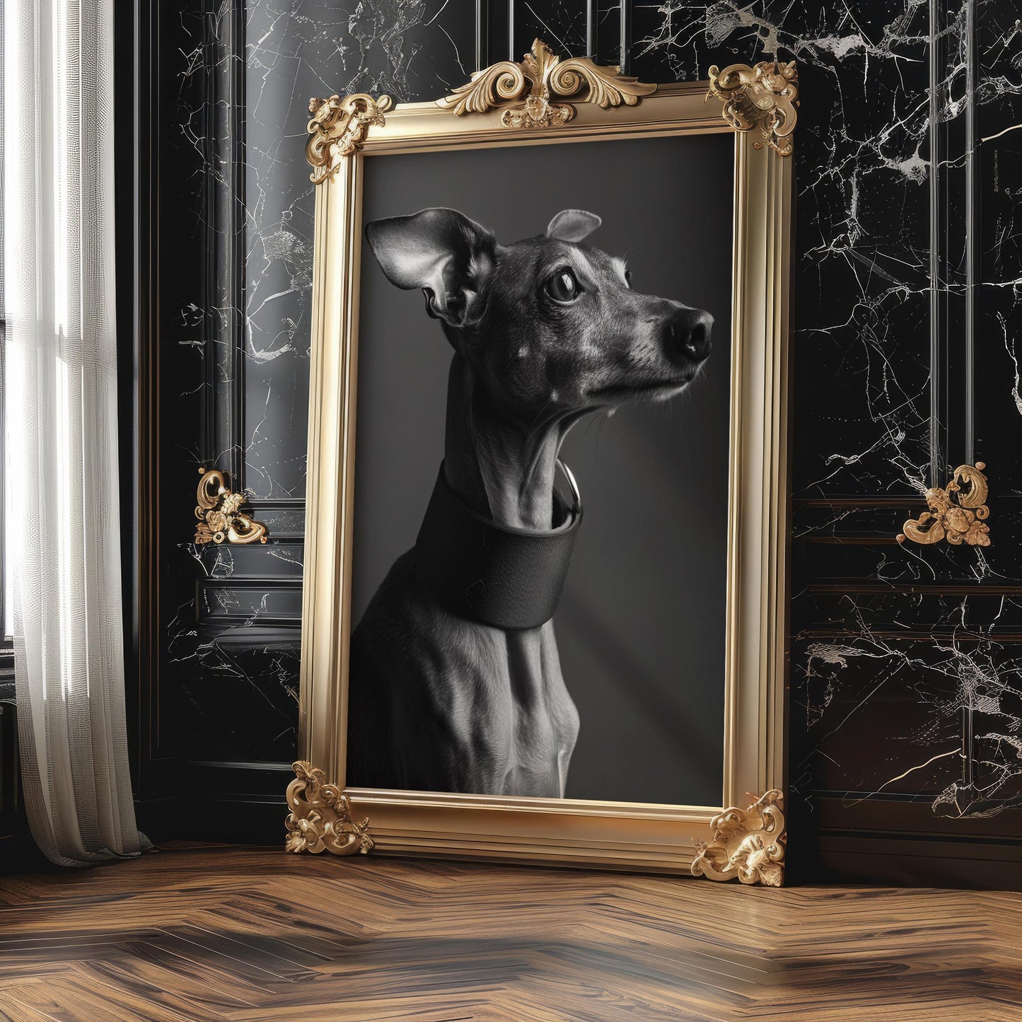 Dog Photography Italian Greyhound Portrait | Minimalist Black and White Fine Art Print wall art print, minimalist black and white poster, modern Scandinavian wall decor, Monohaus