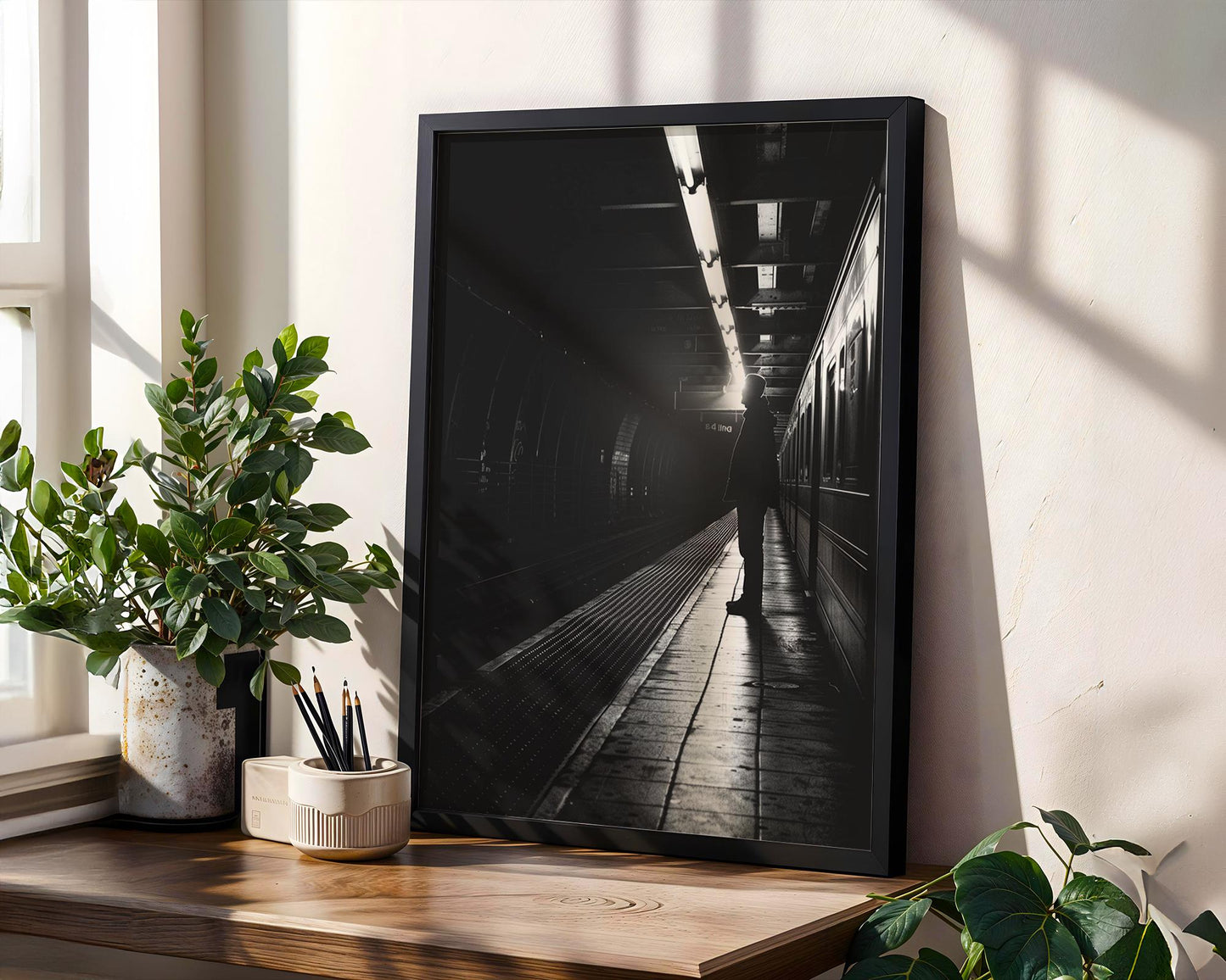 Minimal Wall Art Subway Silence | Black and White Street Photography wall art print, black and white architectural poster, minimalist modern Scandinavian wall decor, Monohaus