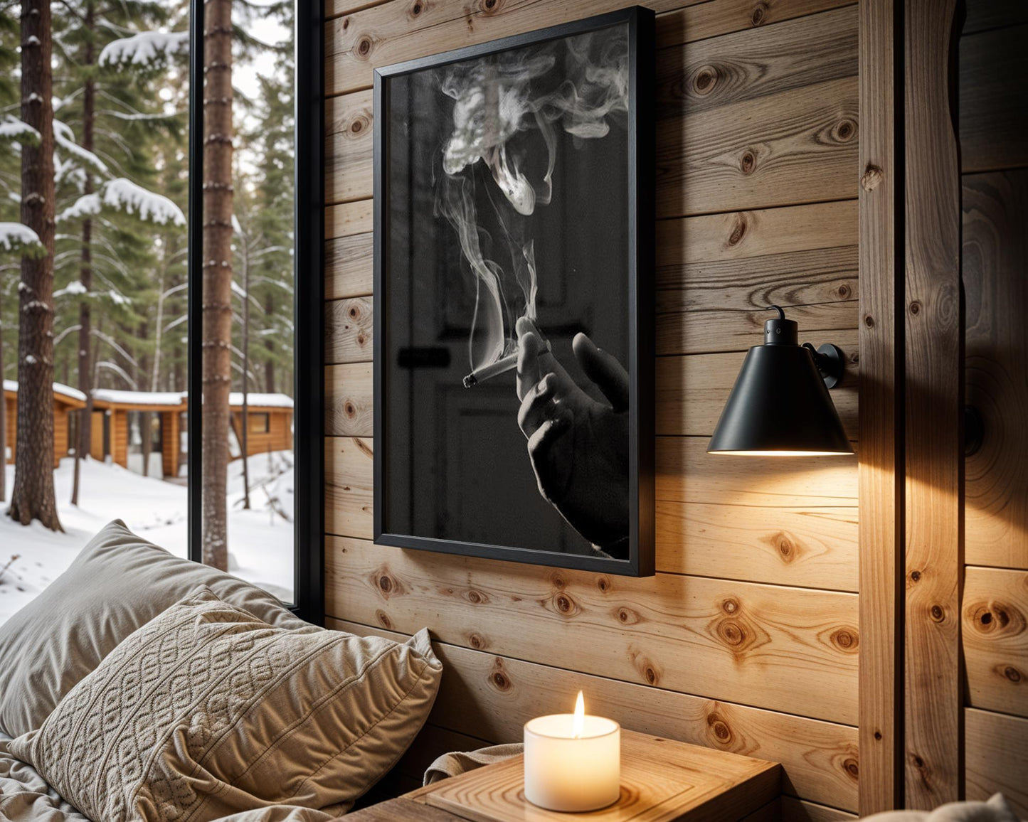 Designer Wall Art | Smoking Photography Print | Black and White Minimal Home wall art print, minimalist black and white poster, modern Scandinavian wall decor, Monohaus