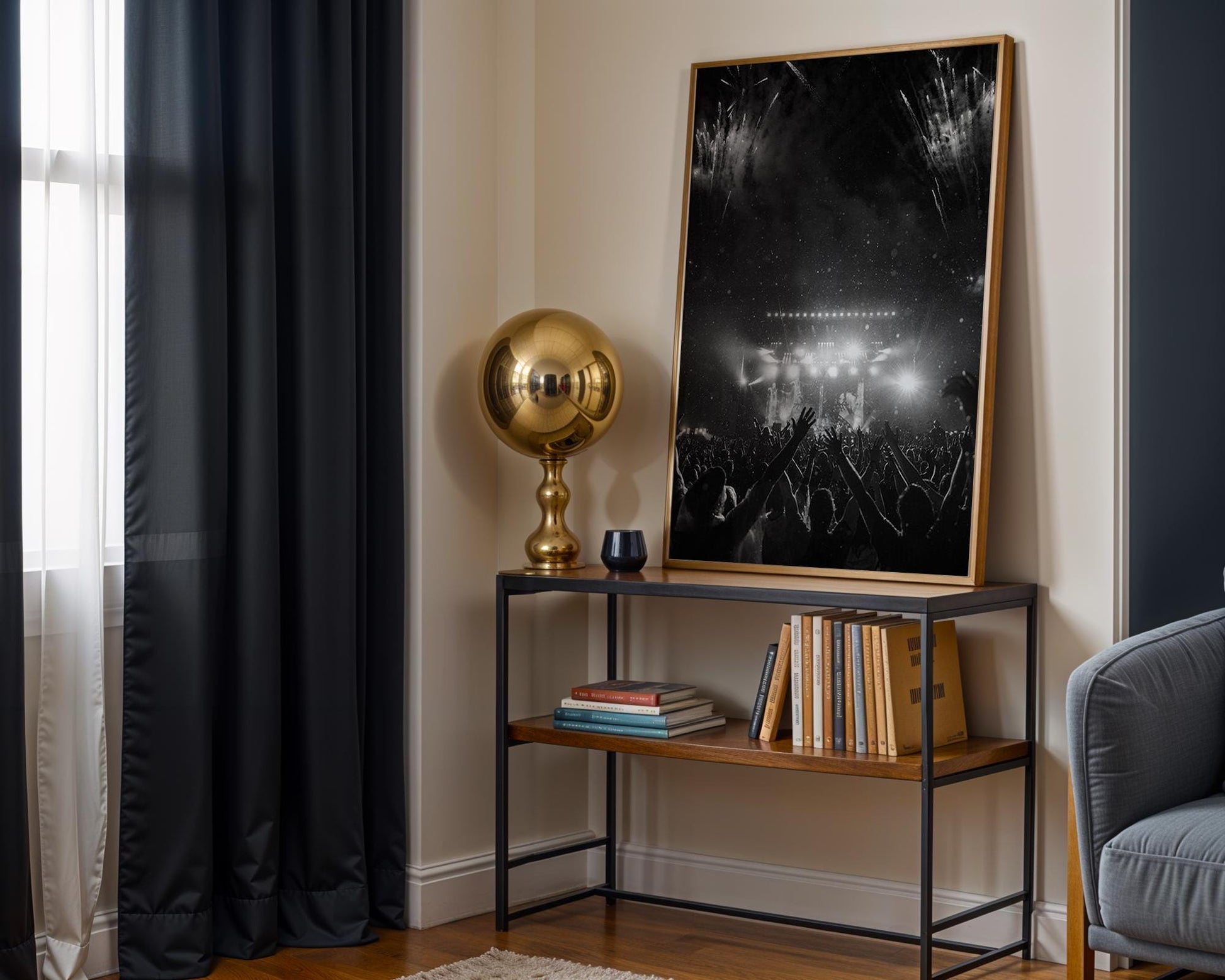 Designer Wall Art | Monochrome Concert Crowd Print | Modern Music Festival wall art print, minimalist black and white poster, modern Scandinavian wall decor, Monohaus