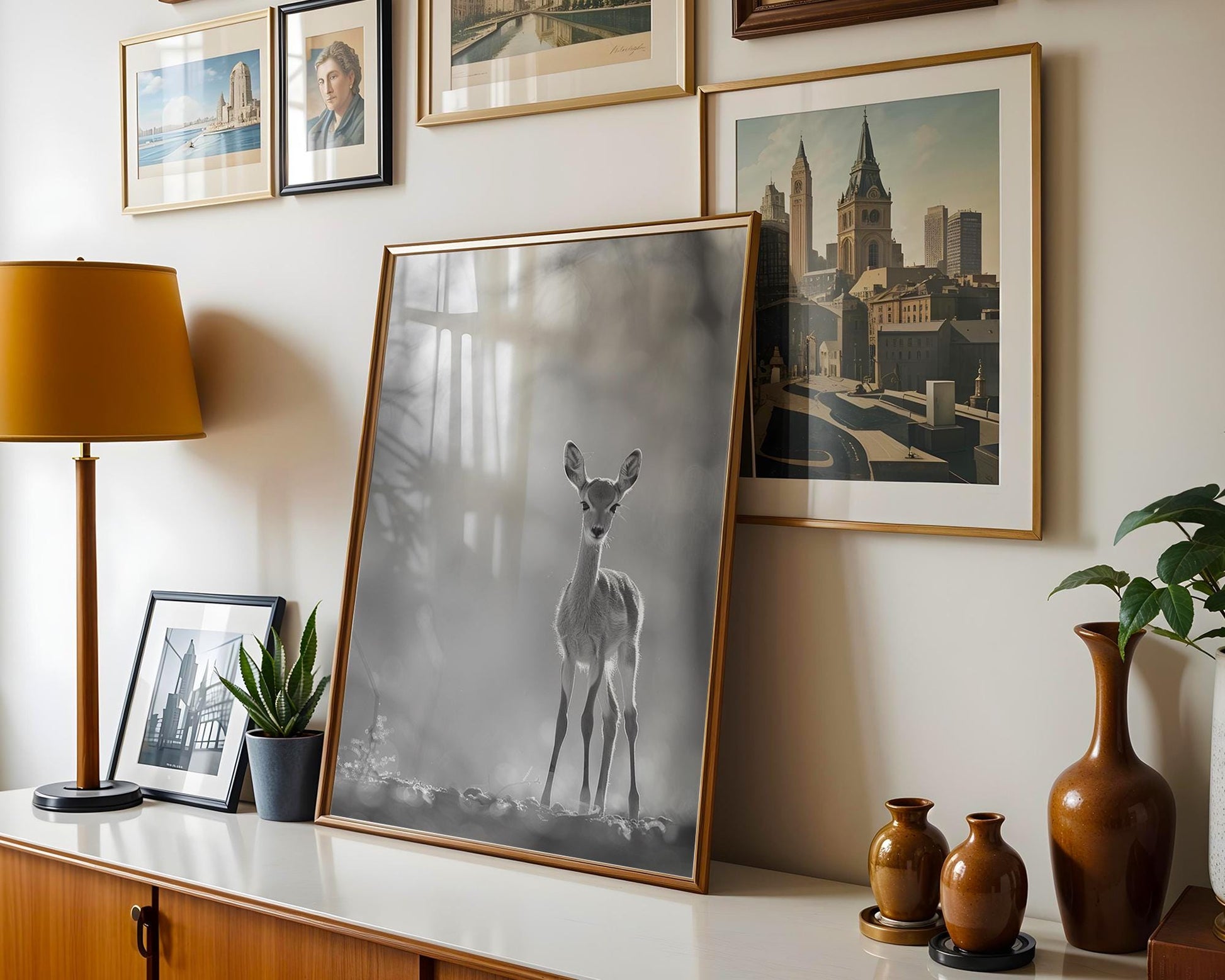 Wildlife Poster | Black & White Fawn Art Print | Minimalist Scandinavian Decor wall art print, minimalist black and white poster, modern Scandinavian wall decor, Monohaus