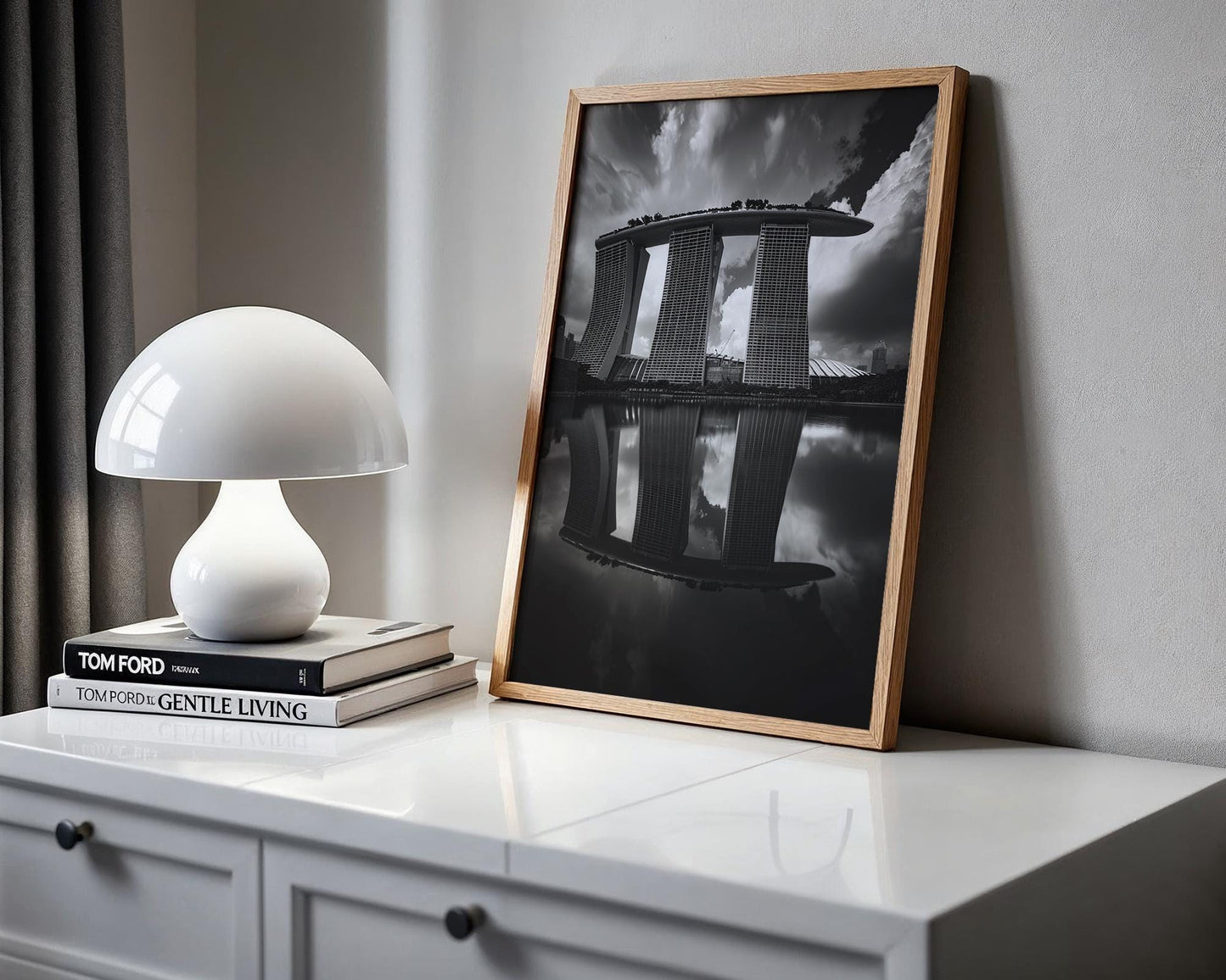 World Landmark | Marina Bay Sands Print | Black and White Singapore Architecture Photography wall art print, black and white architectural poster, minimalist modern Scandinavian wall decor, Monohaus