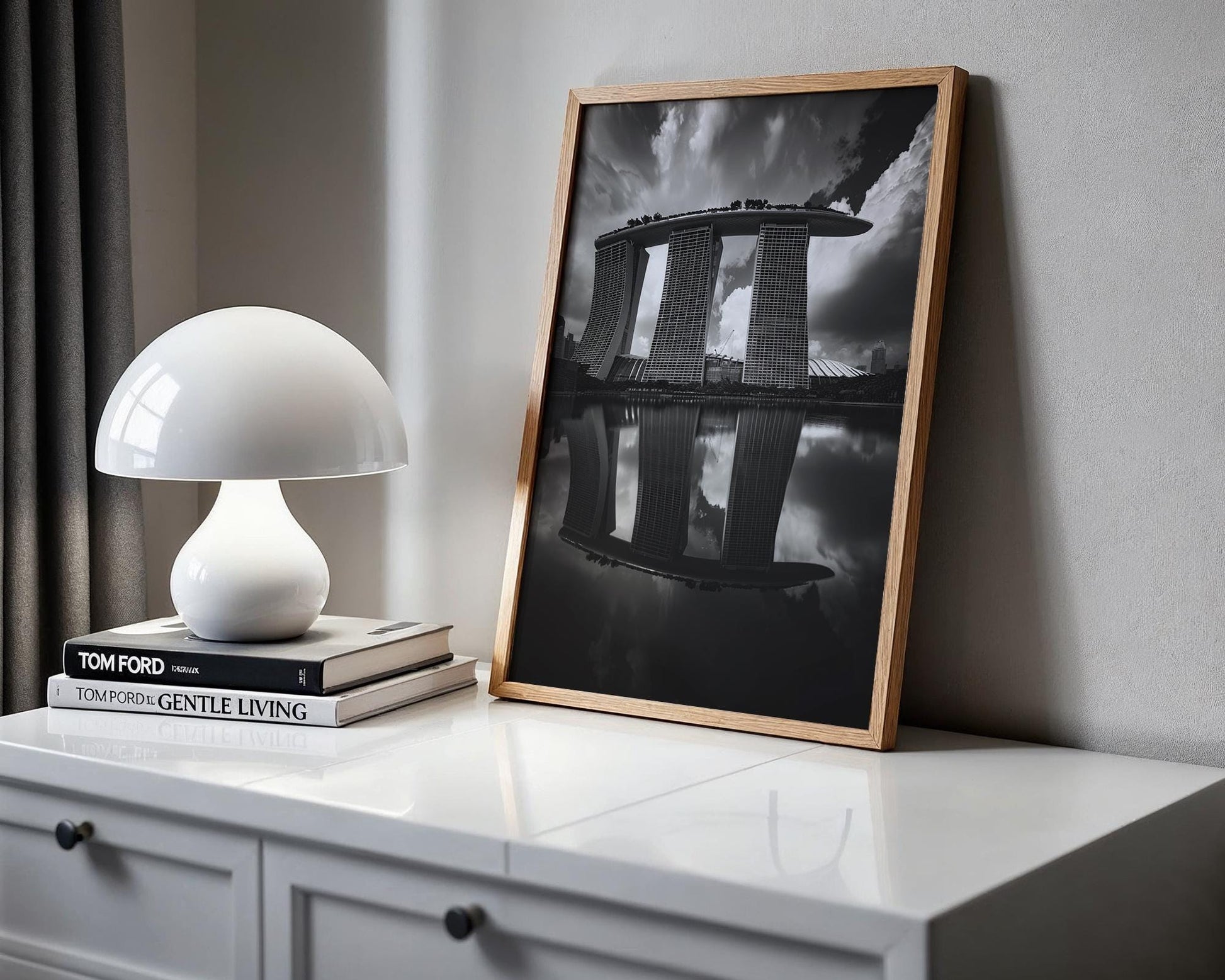 World Landmark | Marina Bay Sands Print | Black and White Singapore Architecture Photography wall art print, black and white architectural poster, minimalist modern Scandinavian wall decor, Monohaus