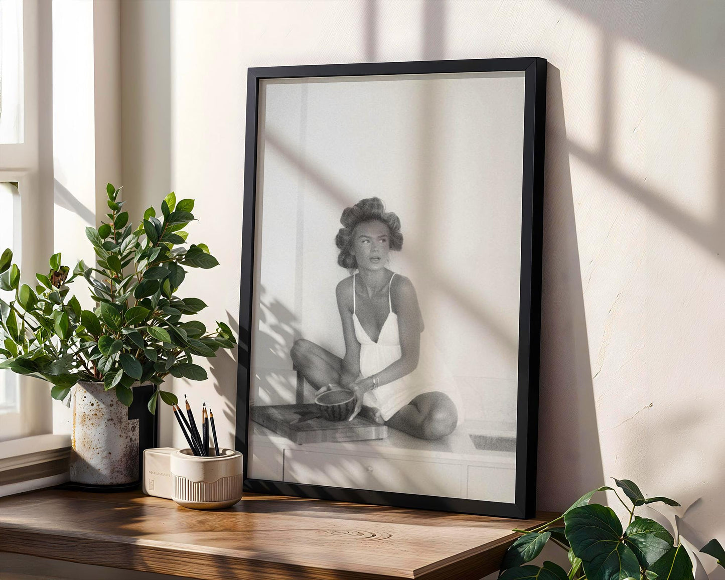 Designer Wall Art | Vintage Glamour Girl Print | Black and White Retro Fashion Photography wall art print, minimalist black and white poster, modern Scandinavian wall decor, Monohaus