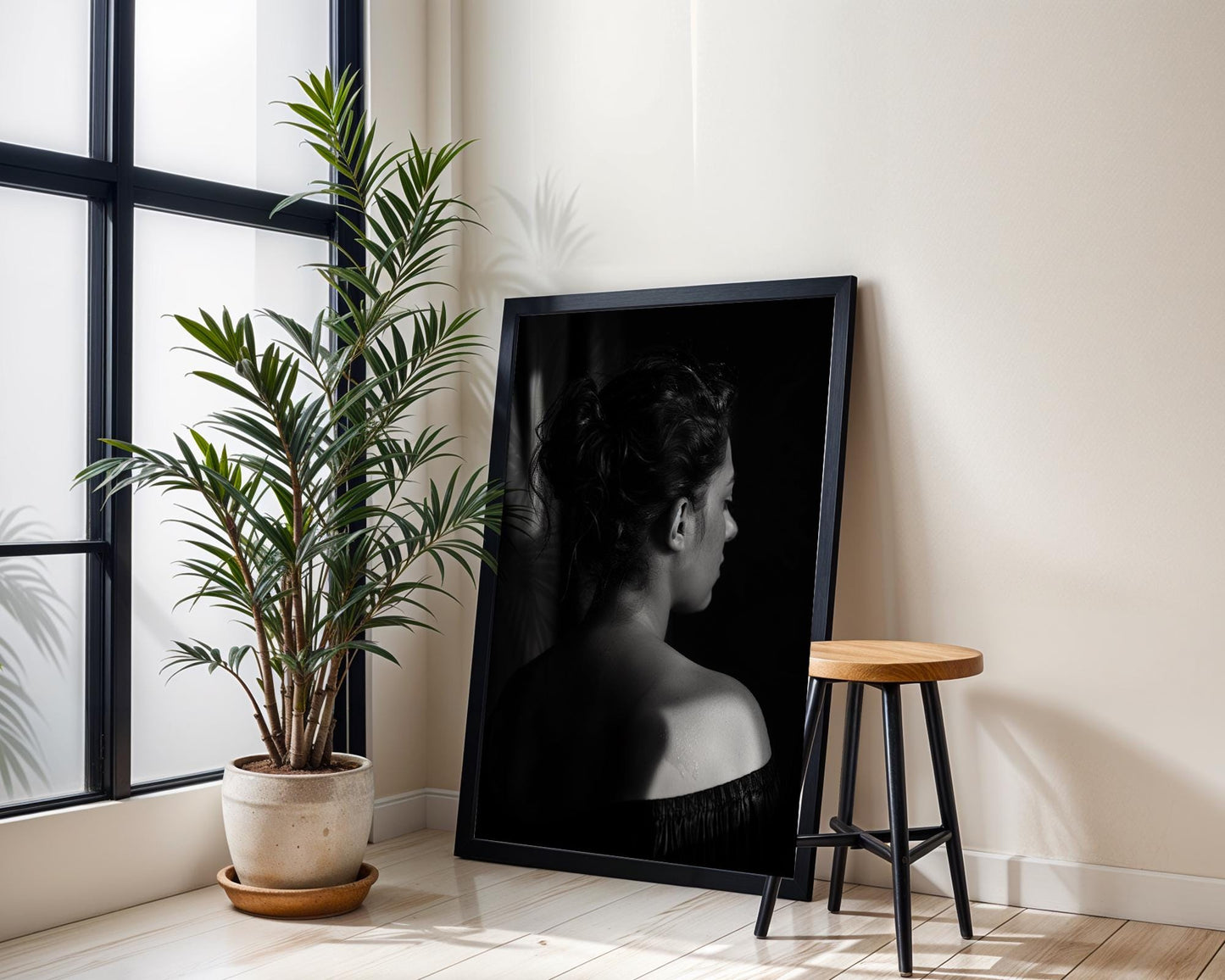 Minimal Wall Art Woman Silhouette Print | Black and White Fine Art Photography wall art print, minimalist black and white poster, modern Scandinavian wall decor, Monohaus