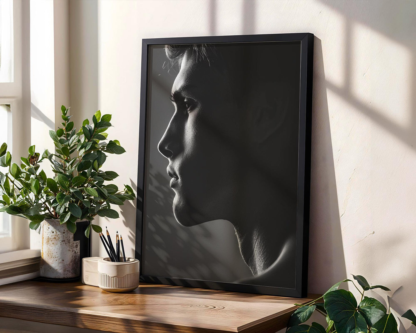 Minimal Wall Art | Black and White Male Portrait |  Monochrome Photography wall art print, minimalist black and white poster, modern Scandinavian wall decor, Monohaus