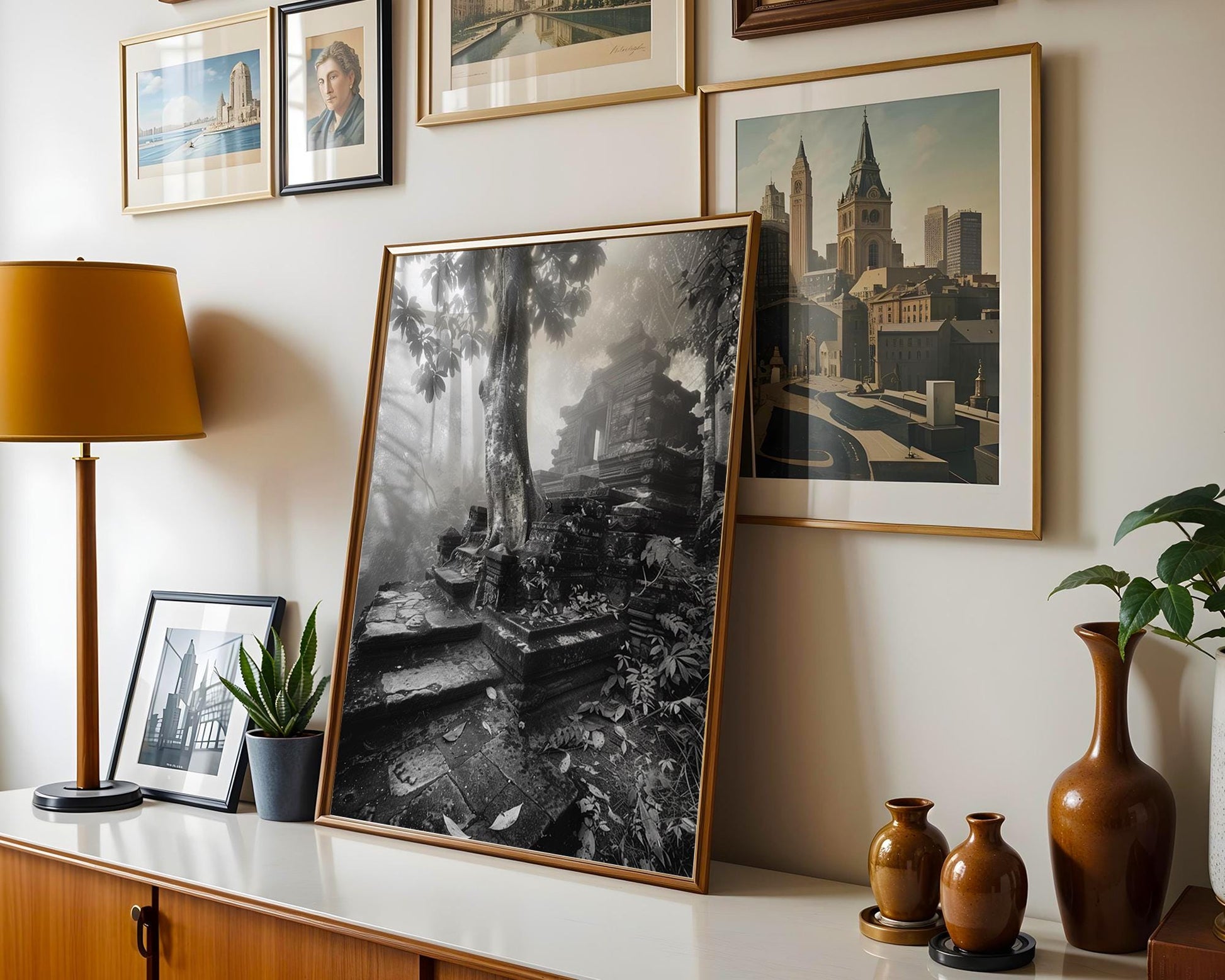 World Landmark | Ta Prohm Temple Print | Angkor, Cambodia Black & White Photography wall art print, minimalist black and white poster, modern Scandinavian wall decor, Monohaus