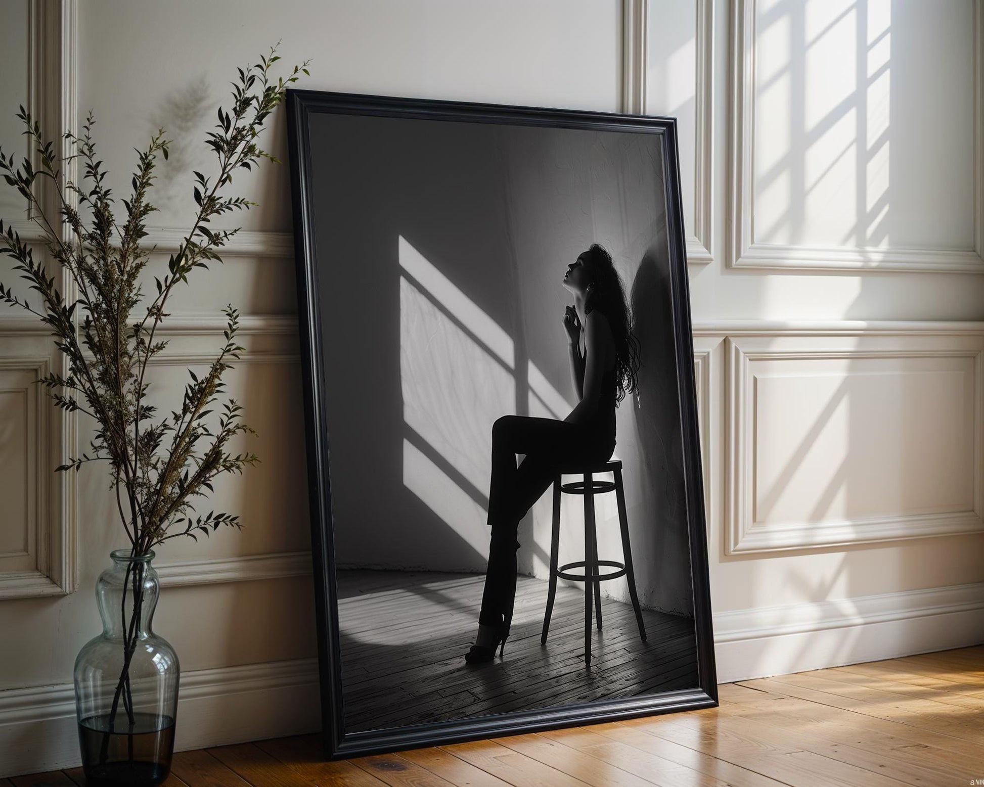 Urban Photography | Minimalist Female Silhouette Print | Black and White Decor black and white photo print, minimalist monochrome wall art poster for modern interiors, Monohaus