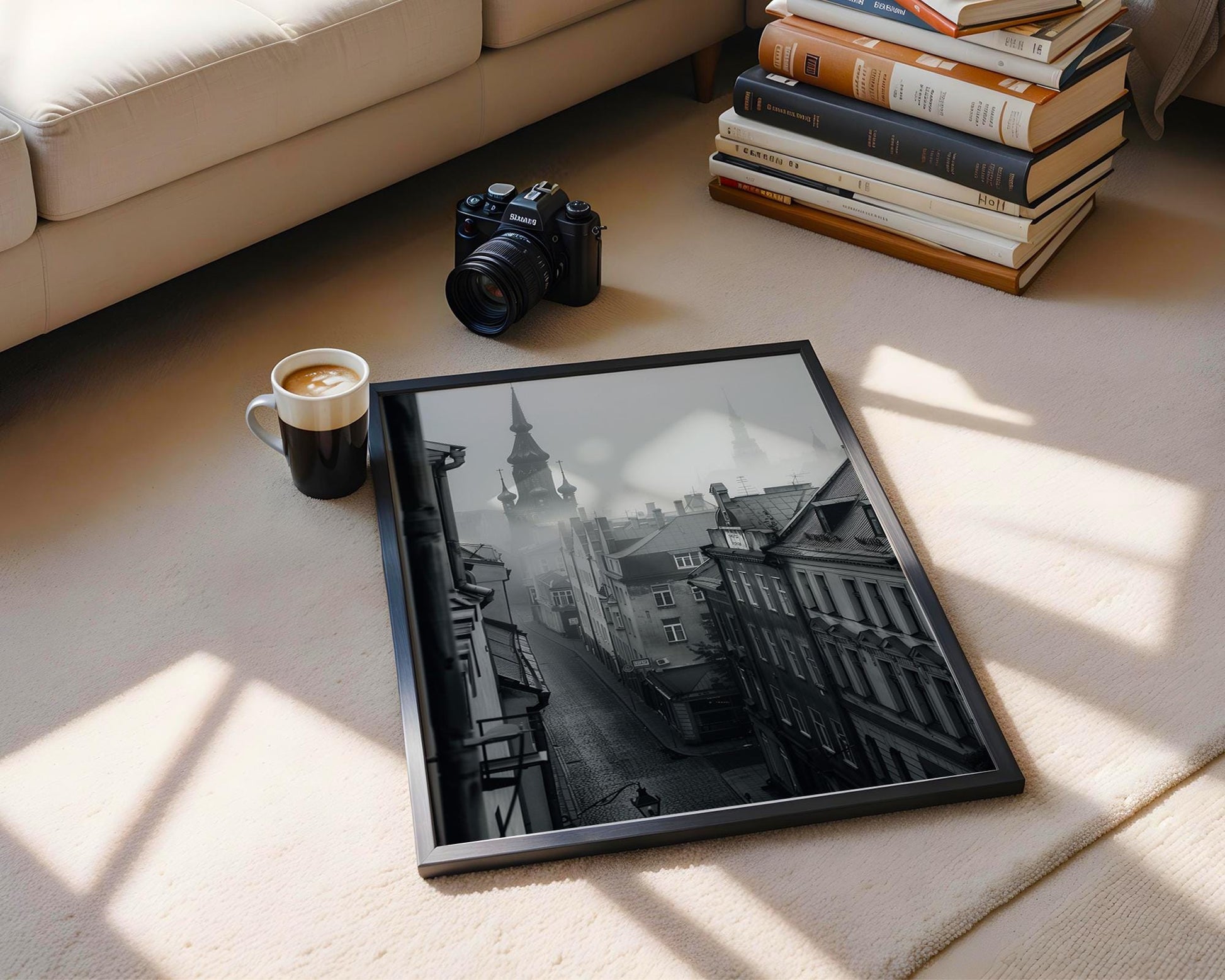 World Landmark | Tallinn Old Town Photography Print | Moody Estonia Wall Art wall art print, minimalist black and white poster, modern Scandinavian wall decor, Monohaus