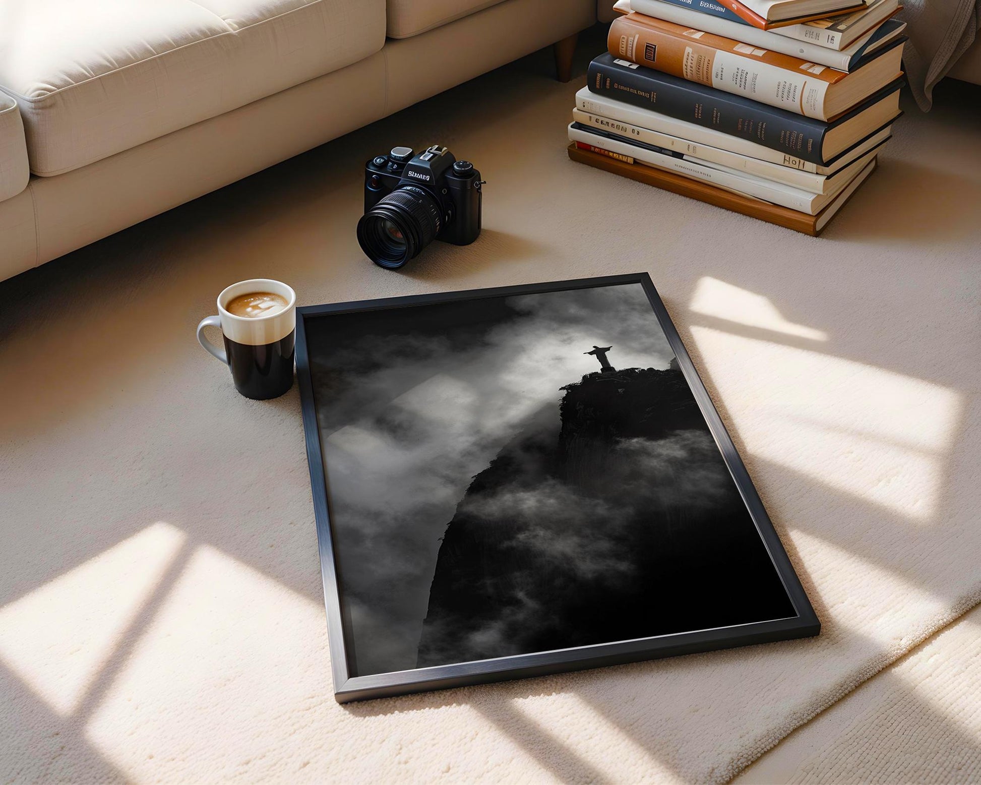 World Landmark | Christ the Redeemer Print | Black and White Rio de Janeiro Photography wall art print, minimalist black and white poster, modern Scandinavian wall decor, Monohaus