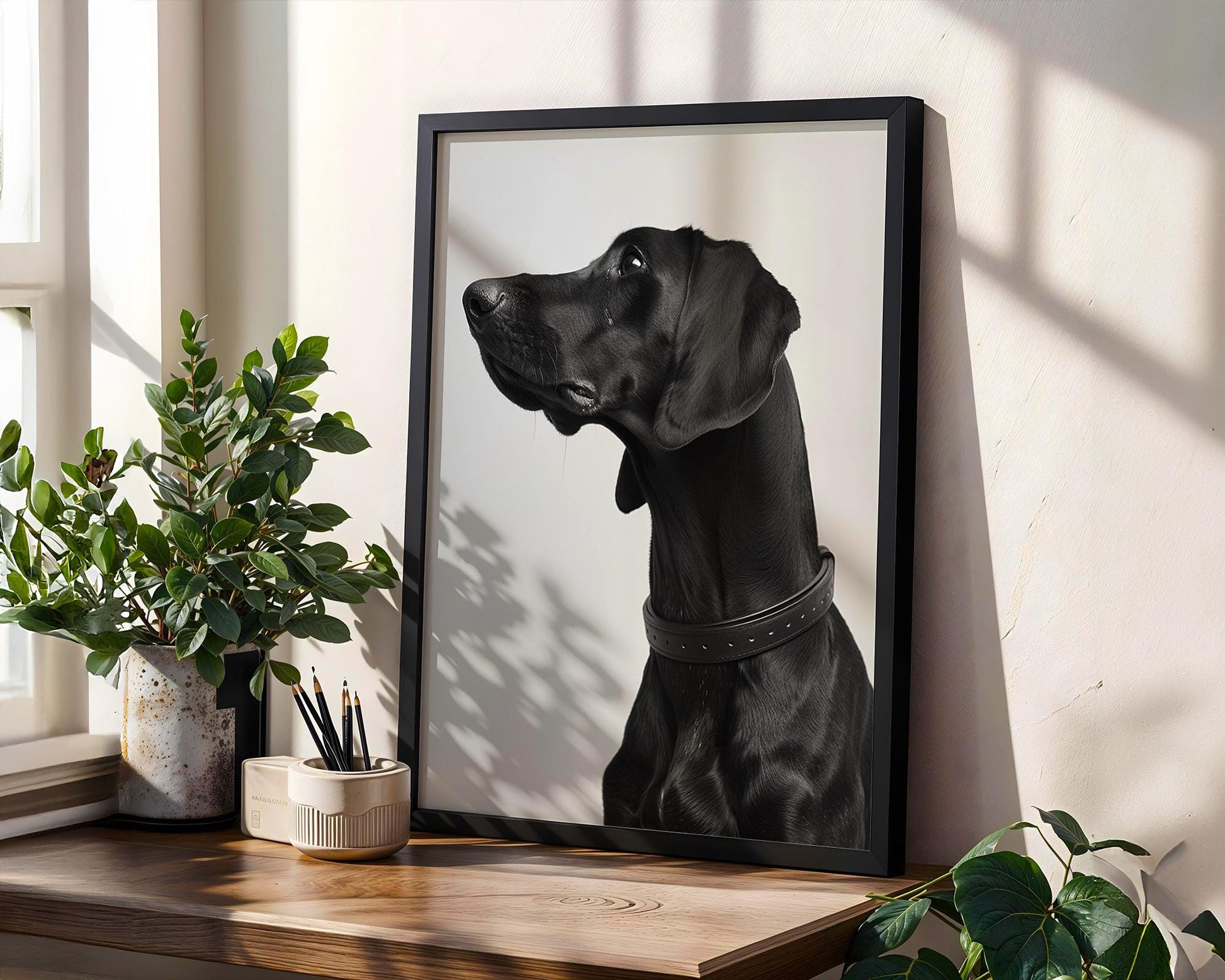 Dog Photography Black Pet Portrait Print | Modern Minimalist Poster wall art print, minimalist black and white poster, modern Scandinavian wall decor, Monohaus