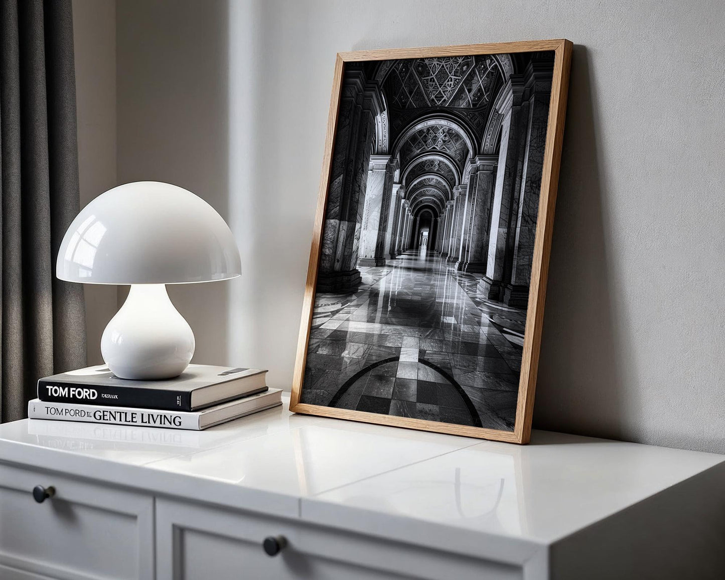 World Landmark | Vienna National Library Print | Grand Hallway Architecture, Luxury Home Decor wall art print, black and white architectural poster, minimalist modern Scandinavian wall decor, Monohaus