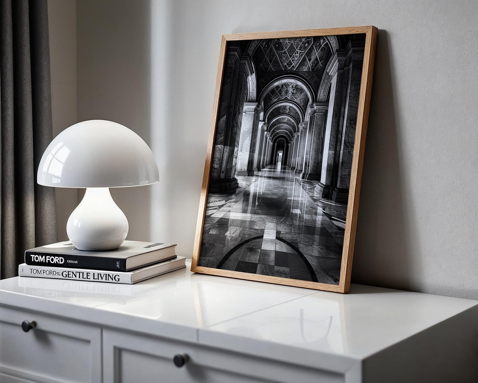 World Landmark | Vienna National Library Print | Grand Hallway Architecture, Luxury Home Decor wall art print, black and white architectural poster, minimalist modern Scandinavian wall decor, Monohaus