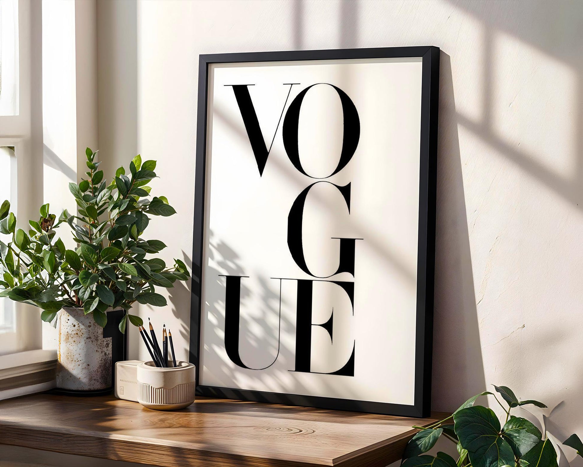 Designer Wall Art | Vogue Typography Print | Black And White Fashion Poster typography wall art print, minimalist black and white type poster, modern graphic design decor, Monohaus