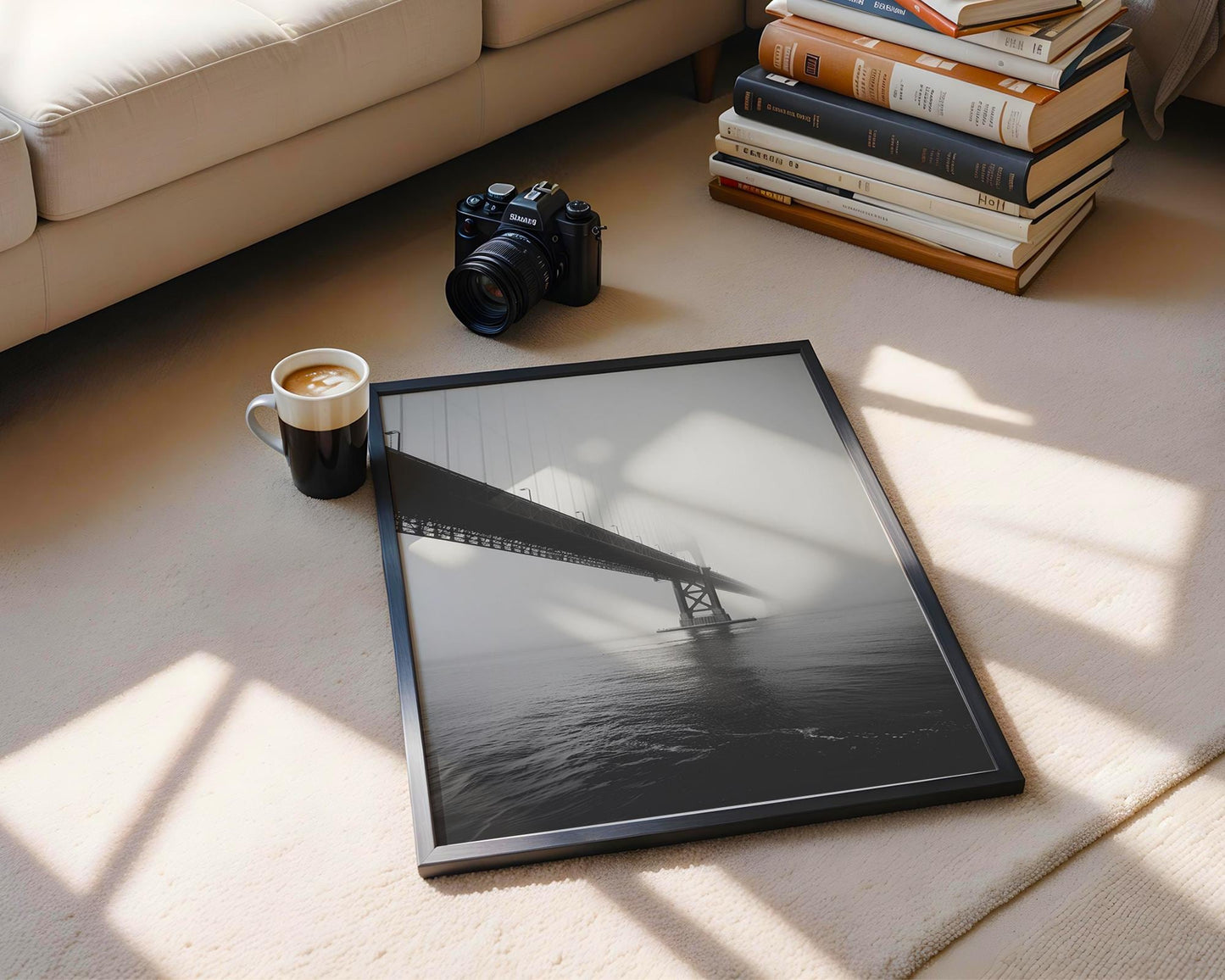 World Landmark | Golden Gate Bridge Print | San Francisco Black and White Photography wall art print, minimalist black and white poster, modern Scandinavian wall decor, Monohaus