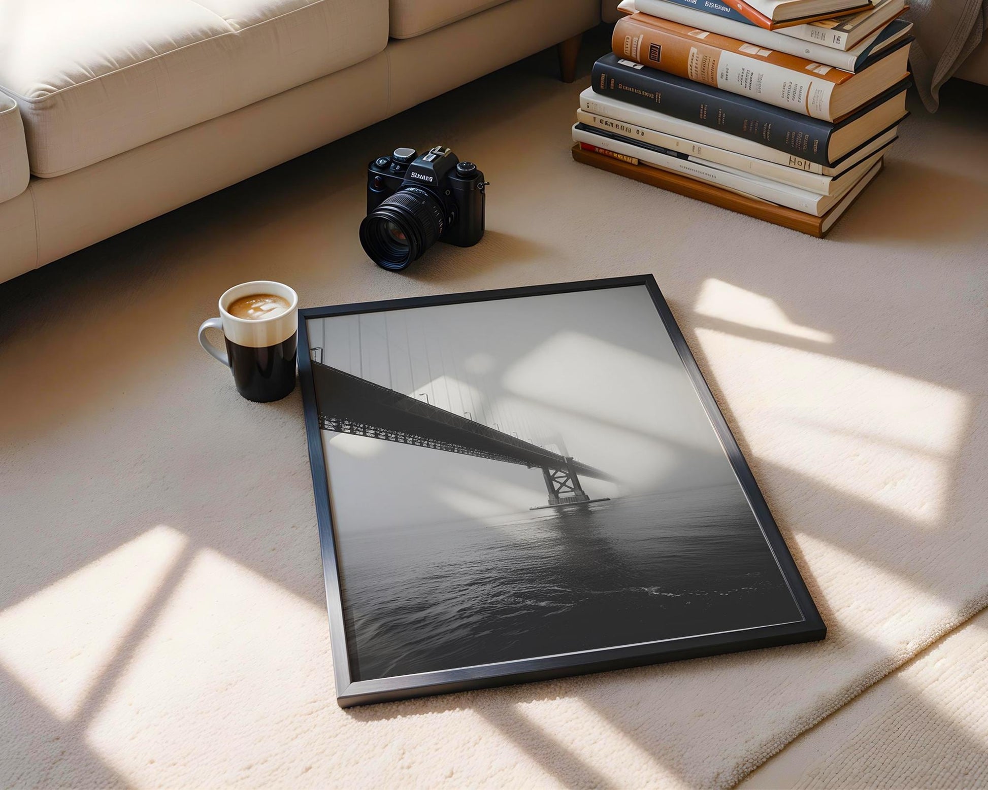 World Landmark | Golden Gate Bridge Print | San Francisco Black and White Photography wall art print, minimalist black and white poster, modern Scandinavian wall decor, Monohaus
